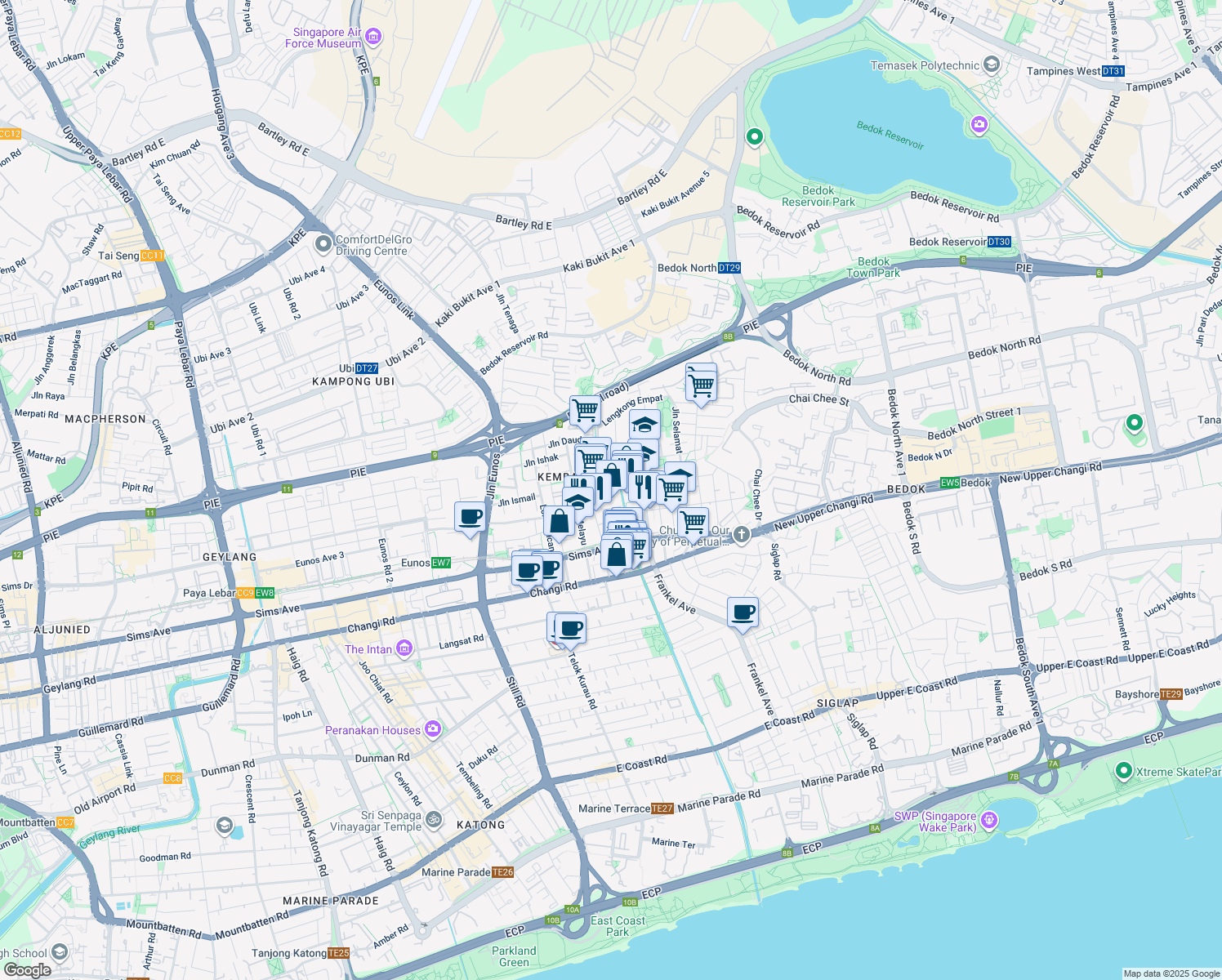 map of restaurants, bars, coffee shops, grocery stores, and more near in Singapore