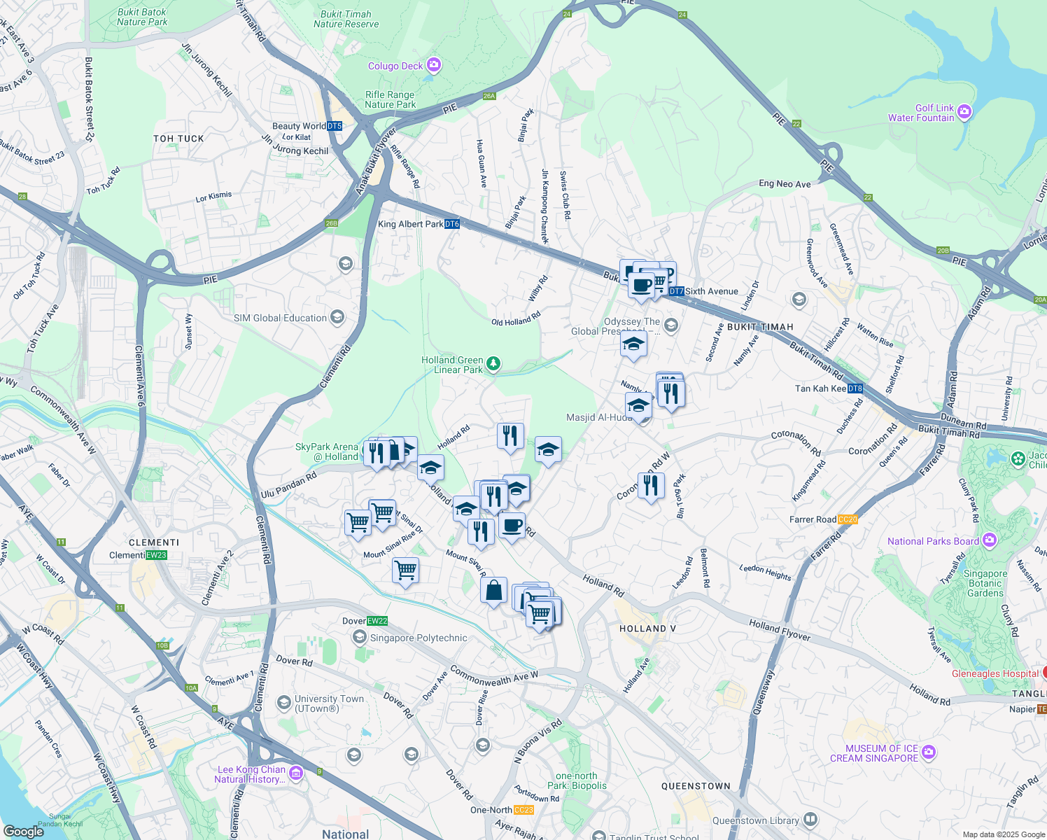 map of restaurants, bars, coffee shops, grocery stores, and more near in Singapore
