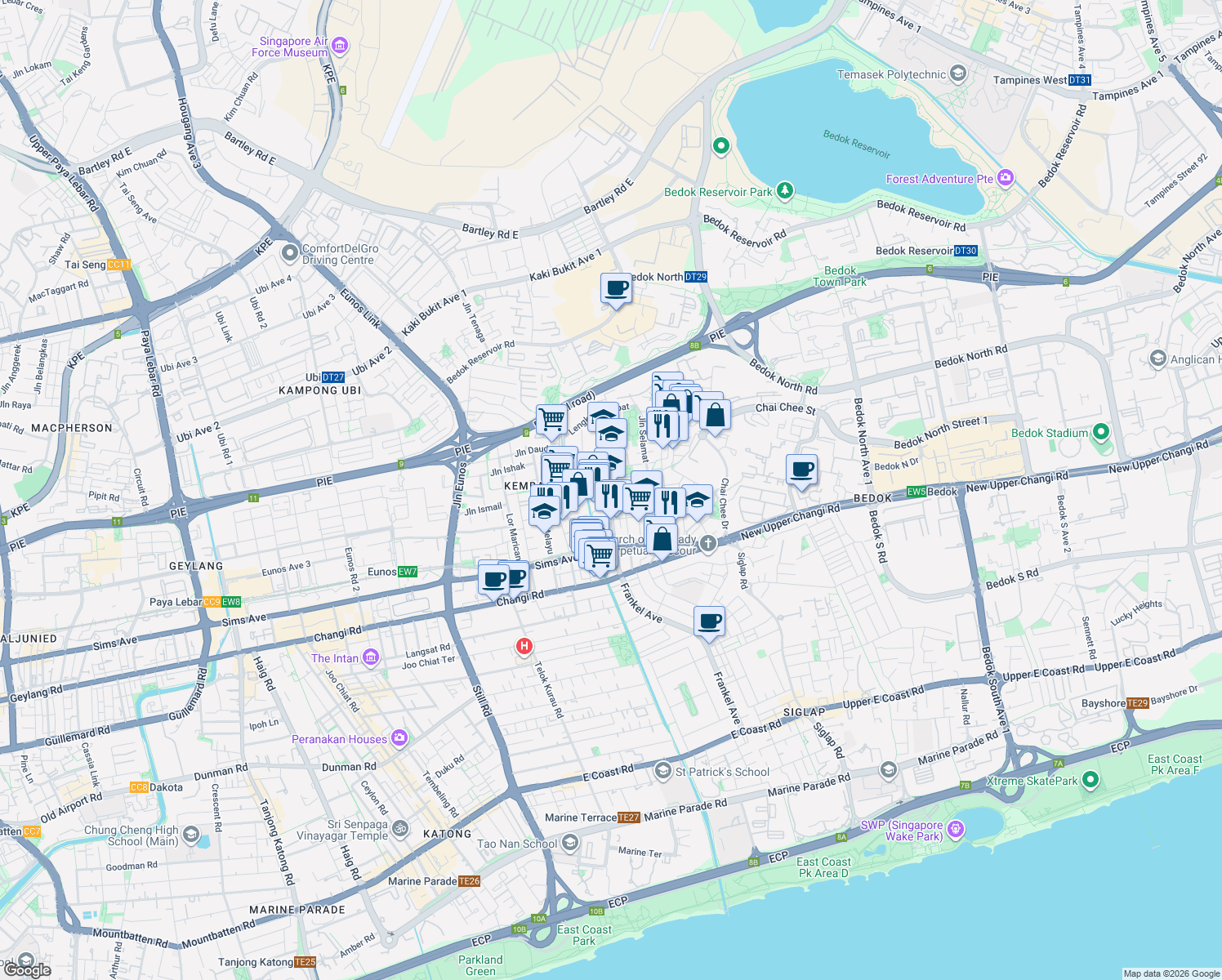 map of restaurants, bars, coffee shops, grocery stores, and more near in Singapore