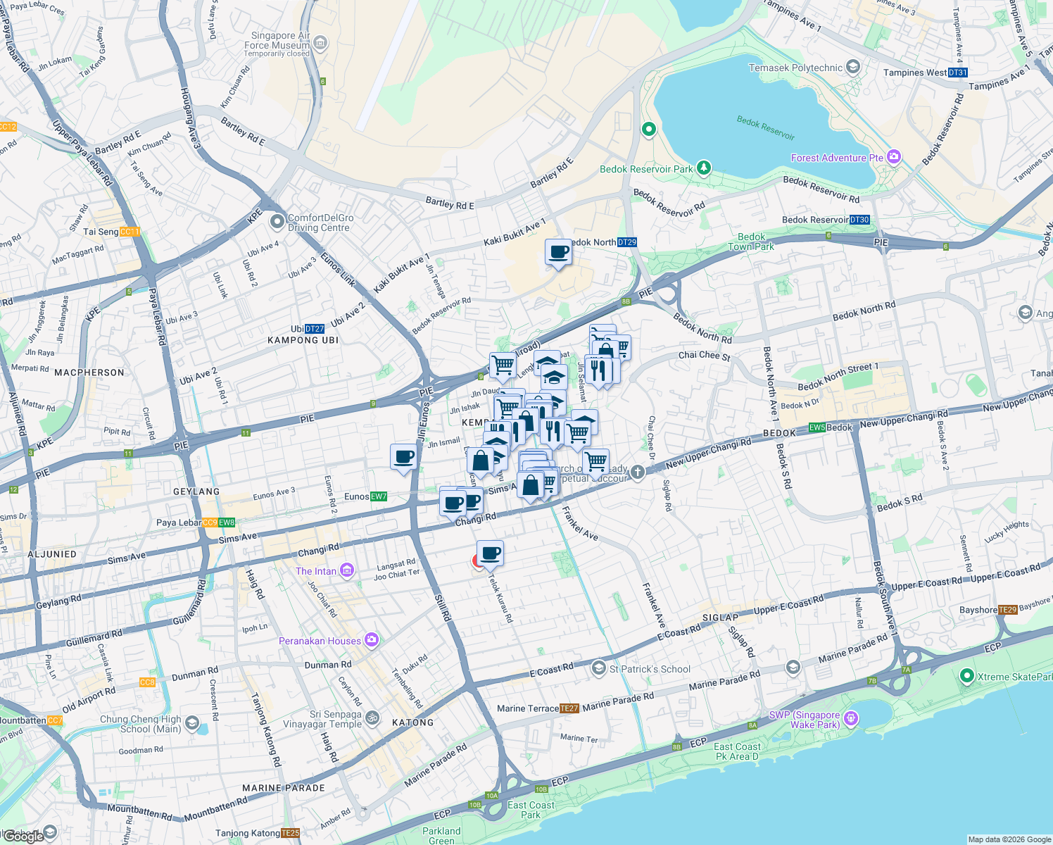 map of restaurants, bars, coffee shops, grocery stores, and more near in Singapore