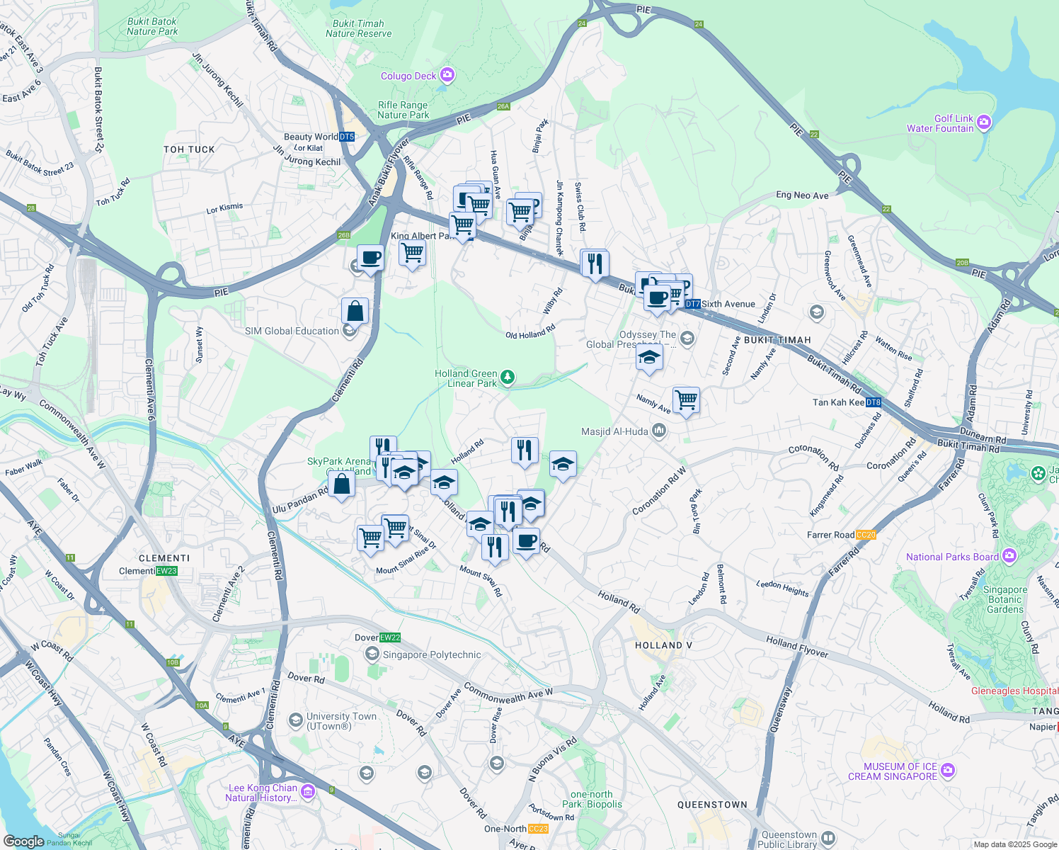 map of restaurants, bars, coffee shops, grocery stores, and more near in Singapore