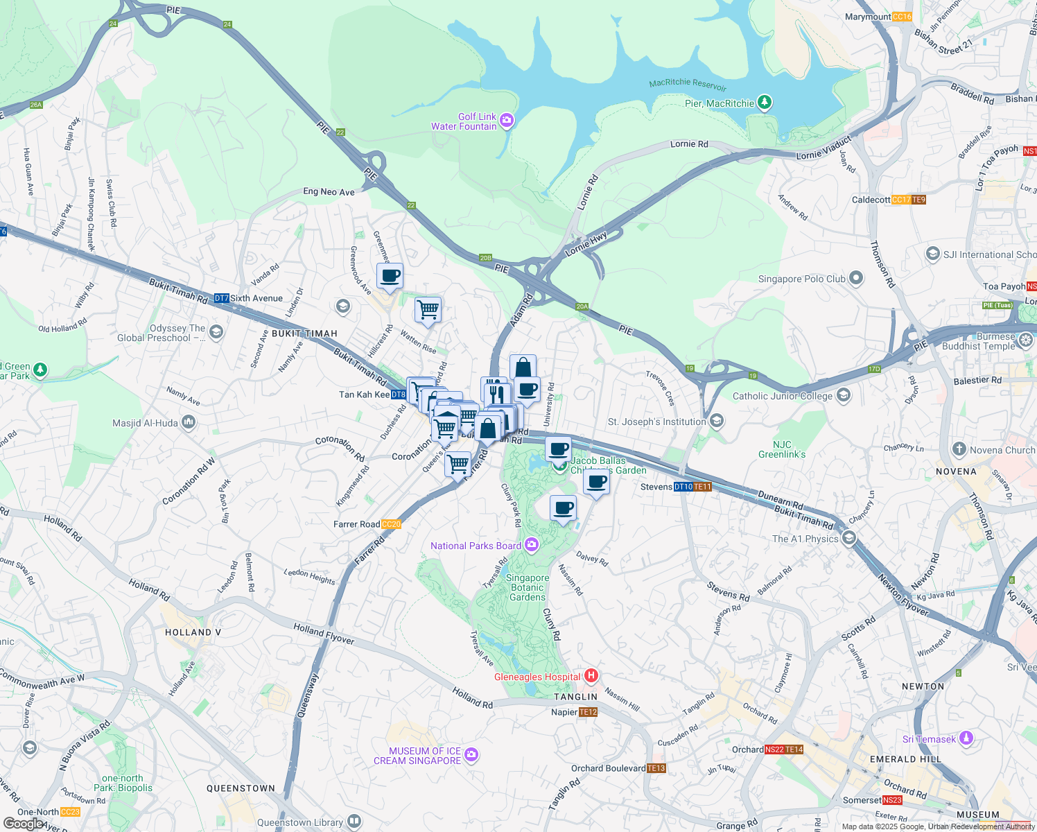 map of restaurants, bars, coffee shops, grocery stores, and more near in Singapore