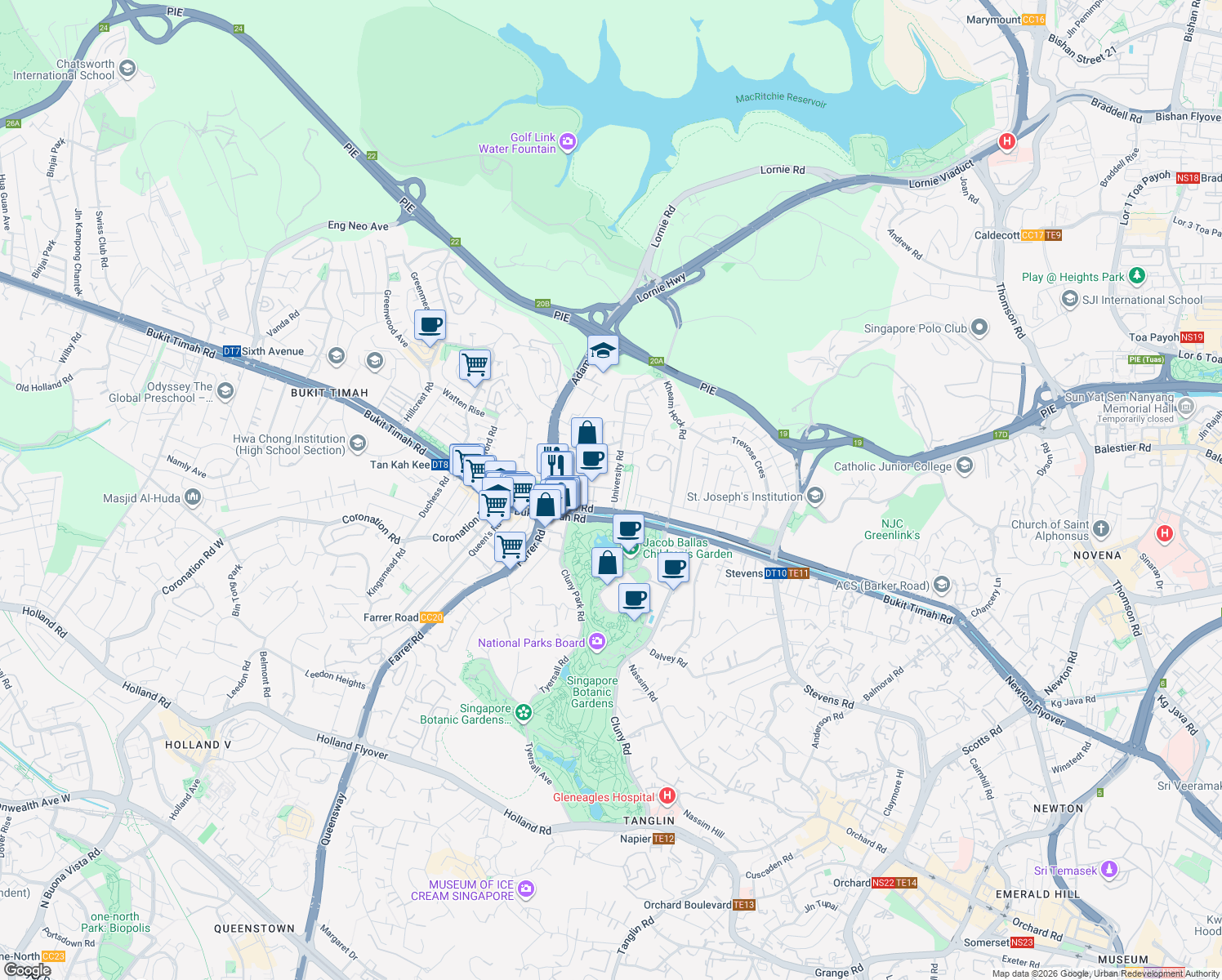 map of restaurants, bars, coffee shops, grocery stores, and more near in Singapore