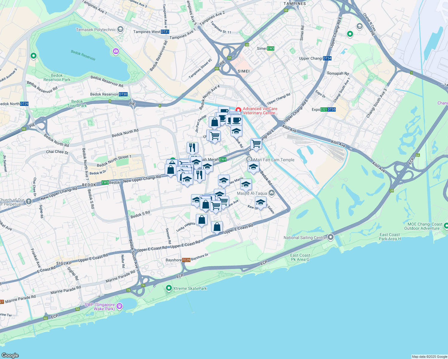map of restaurants, bars, coffee shops, grocery stores, and more near in Singapore