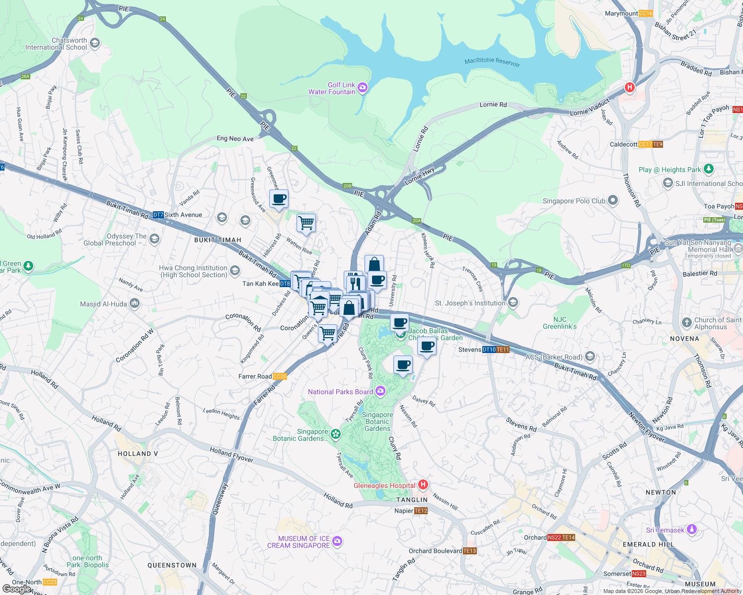 map of restaurants, bars, coffee shops, grocery stores, and more near in Singapore