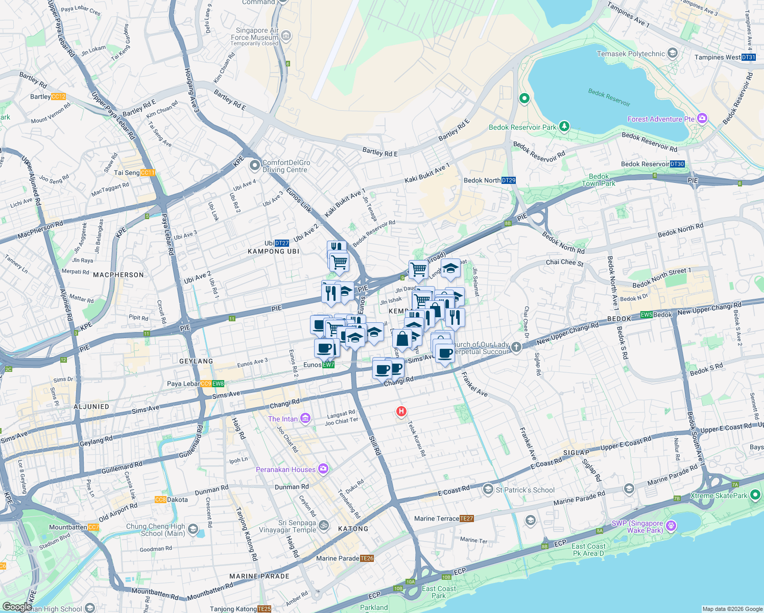 map of restaurants, bars, coffee shops, grocery stores, and more near in Singapore