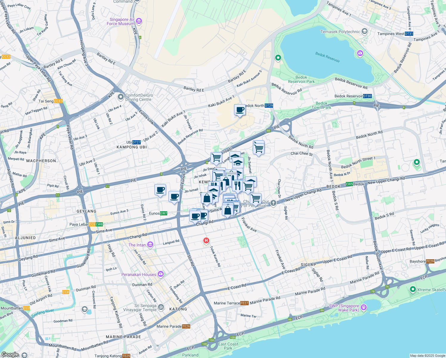 map of restaurants, bars, coffee shops, grocery stores, and more near in Singapore