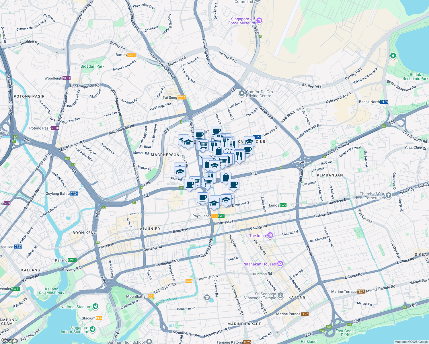 map of restaurants, bars, coffee shops, grocery stores, and more near in Singapore