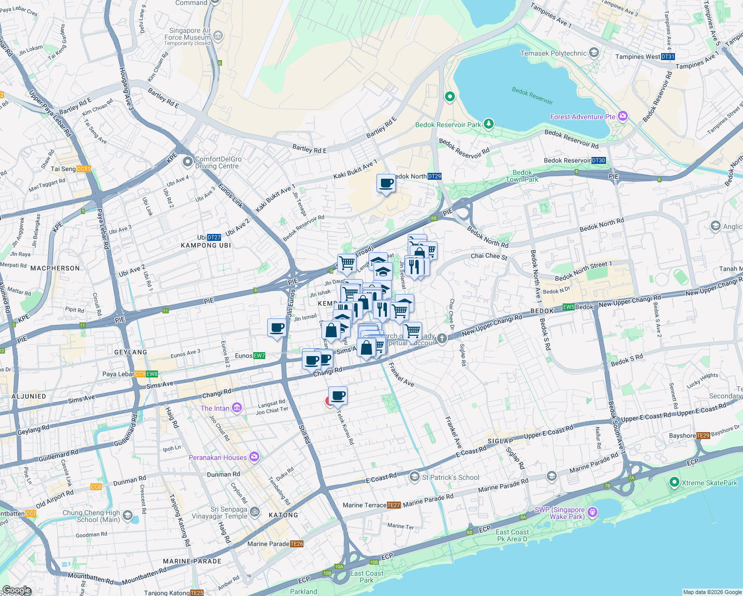 map of restaurants, bars, coffee shops, grocery stores, and more near in Singapore