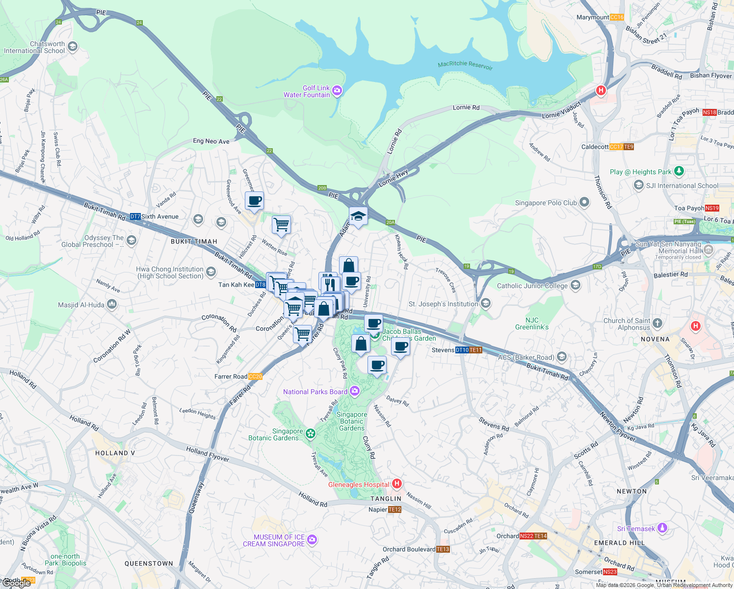 map of restaurants, bars, coffee shops, grocery stores, and more near in Singapore