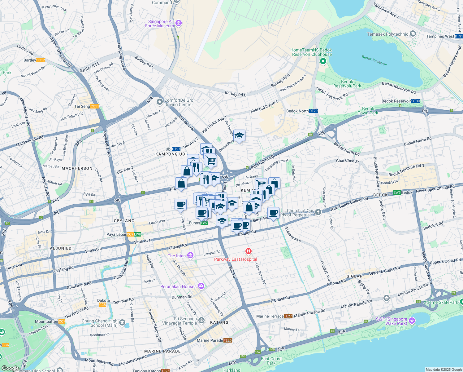 map of restaurants, bars, coffee shops, grocery stores, and more near in Singapore