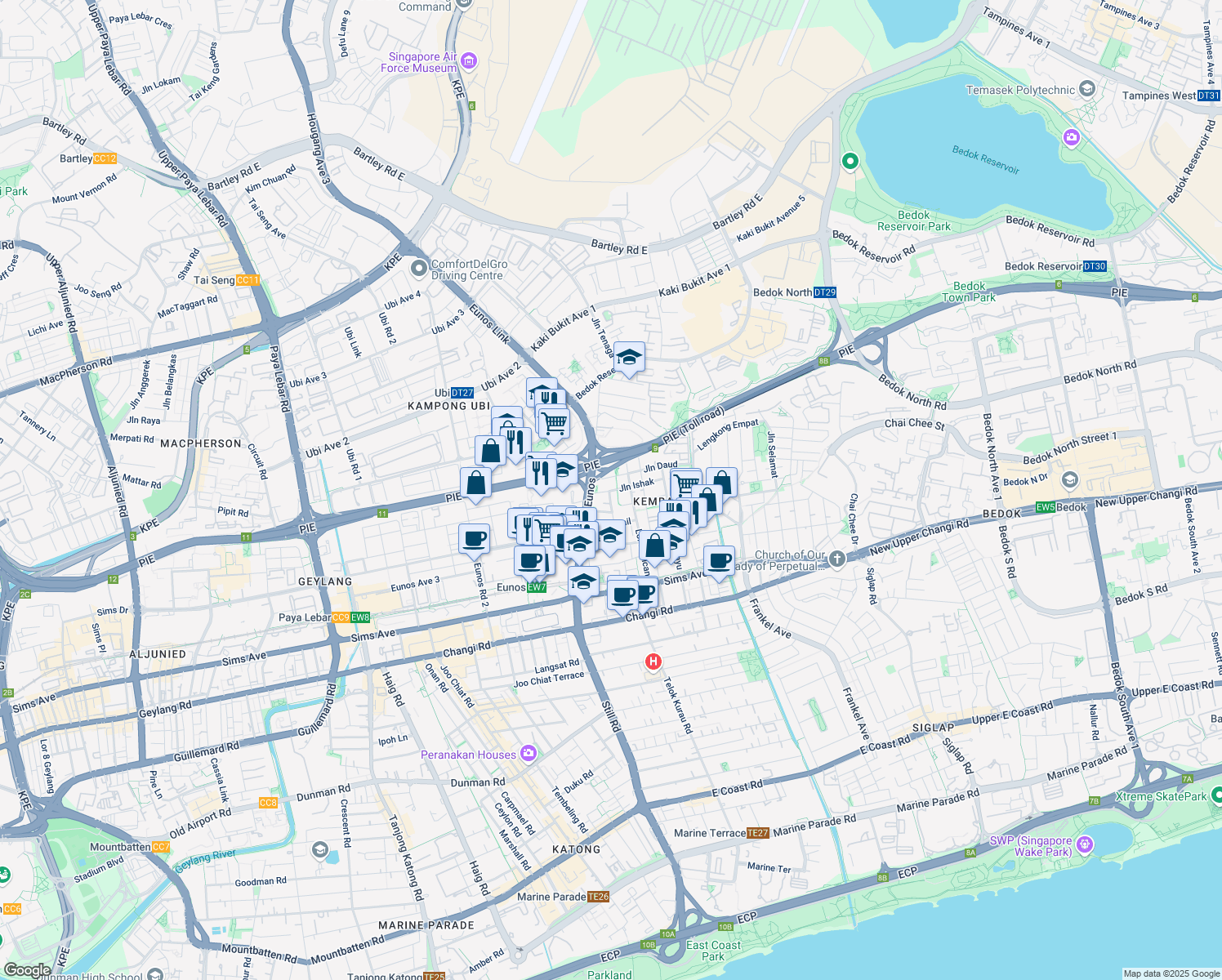 map of restaurants, bars, coffee shops, grocery stores, and more near in Singapore