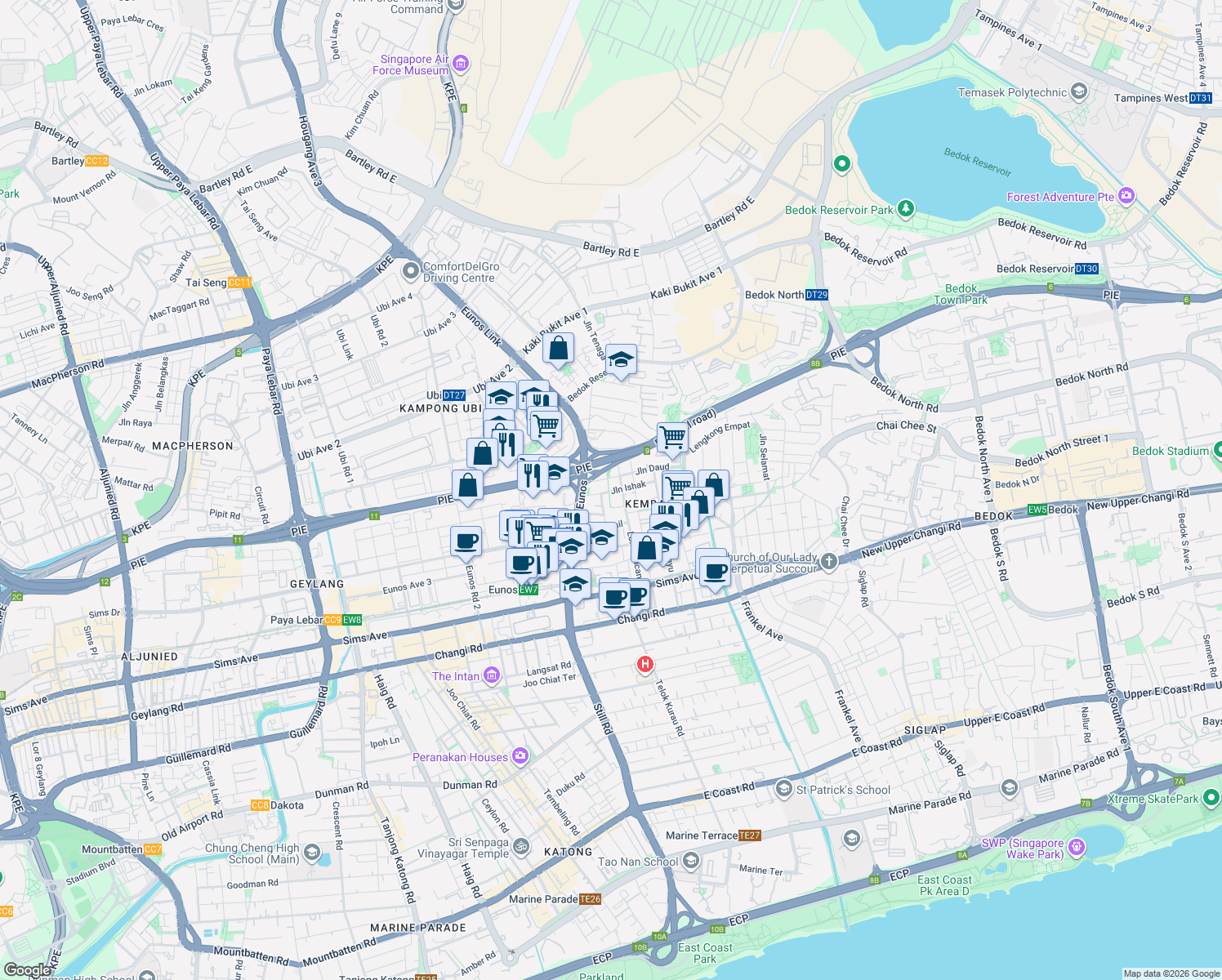 map of restaurants, bars, coffee shops, grocery stores, and more near in Singapore