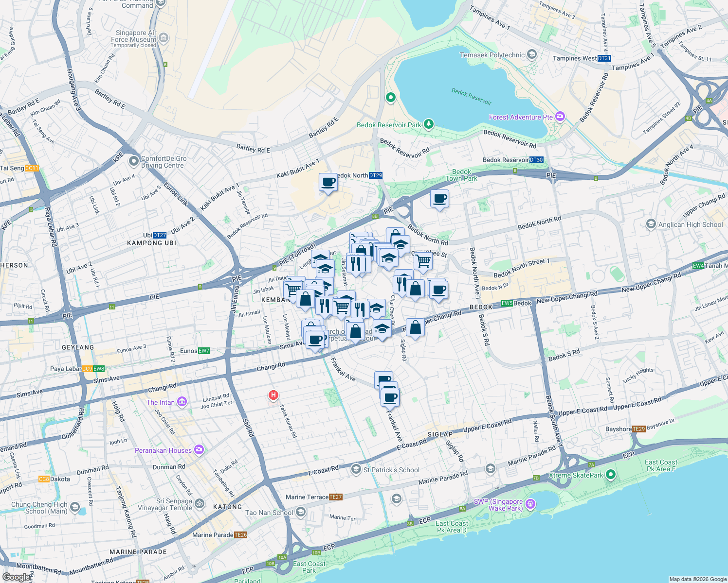 map of restaurants, bars, coffee shops, grocery stores, and more near in Singapore