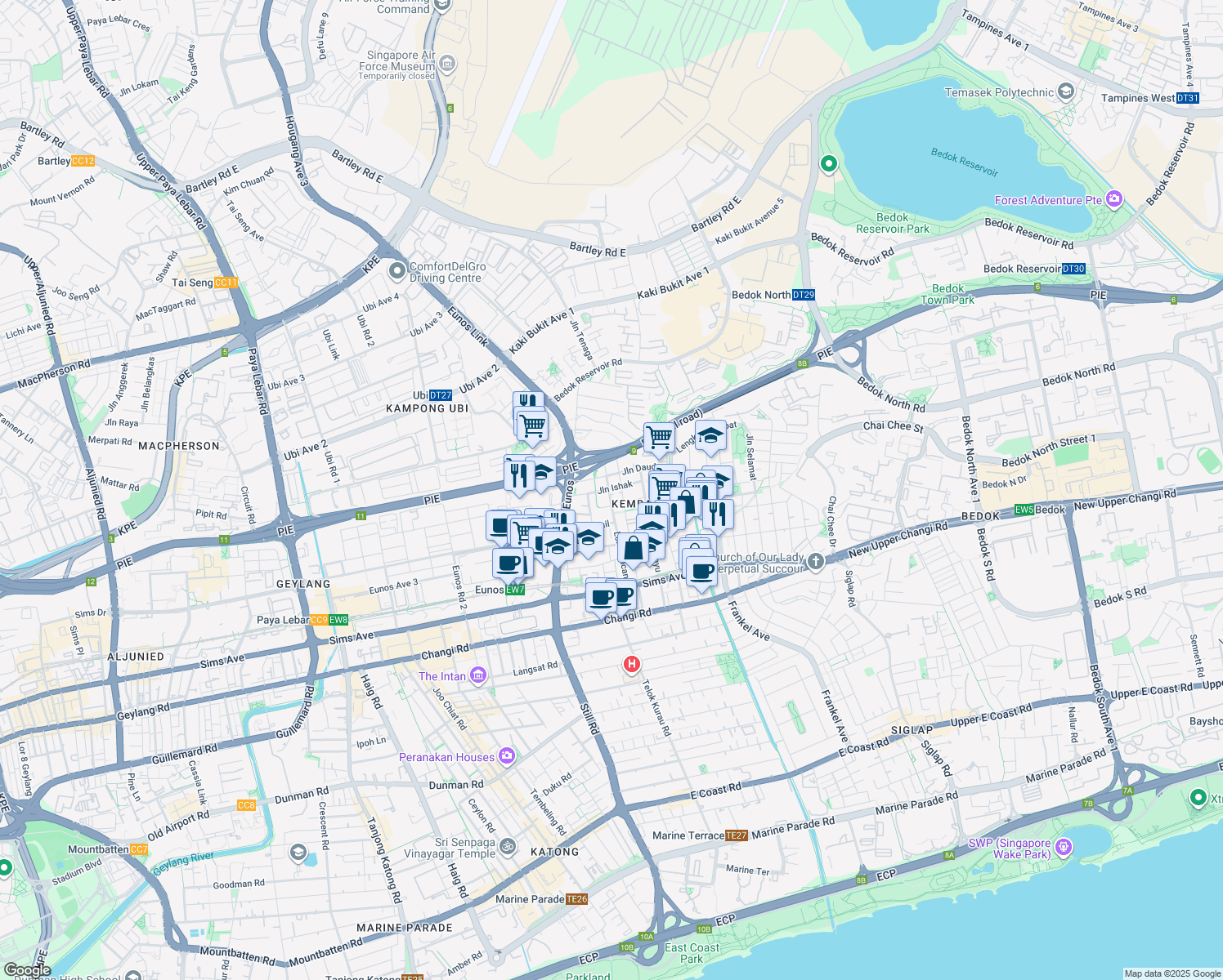 map of restaurants, bars, coffee shops, grocery stores, and more near in Singapore