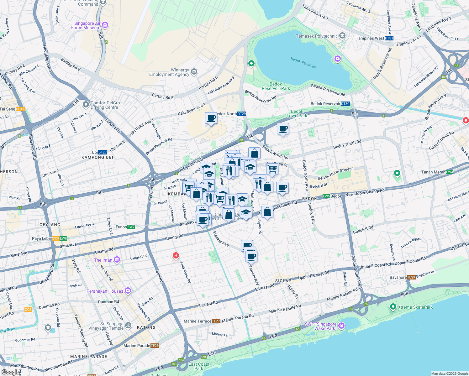 map of restaurants, bars, coffee shops, grocery stores, and more near in Singapore