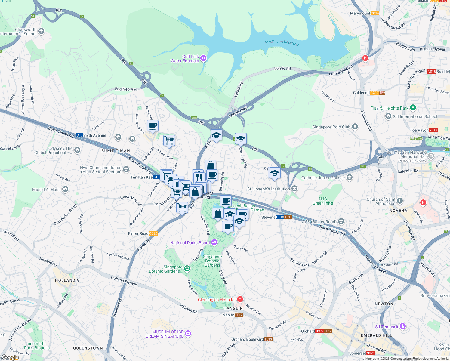 map of restaurants, bars, coffee shops, grocery stores, and more near in Singapore