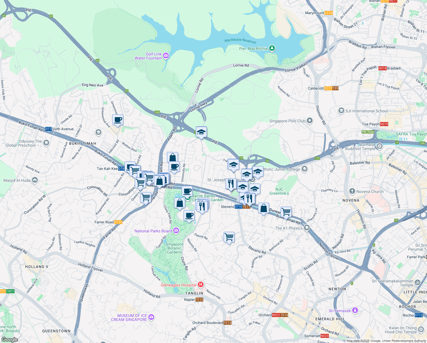 map of restaurants, bars, coffee shops, grocery stores, and more near in Singapore