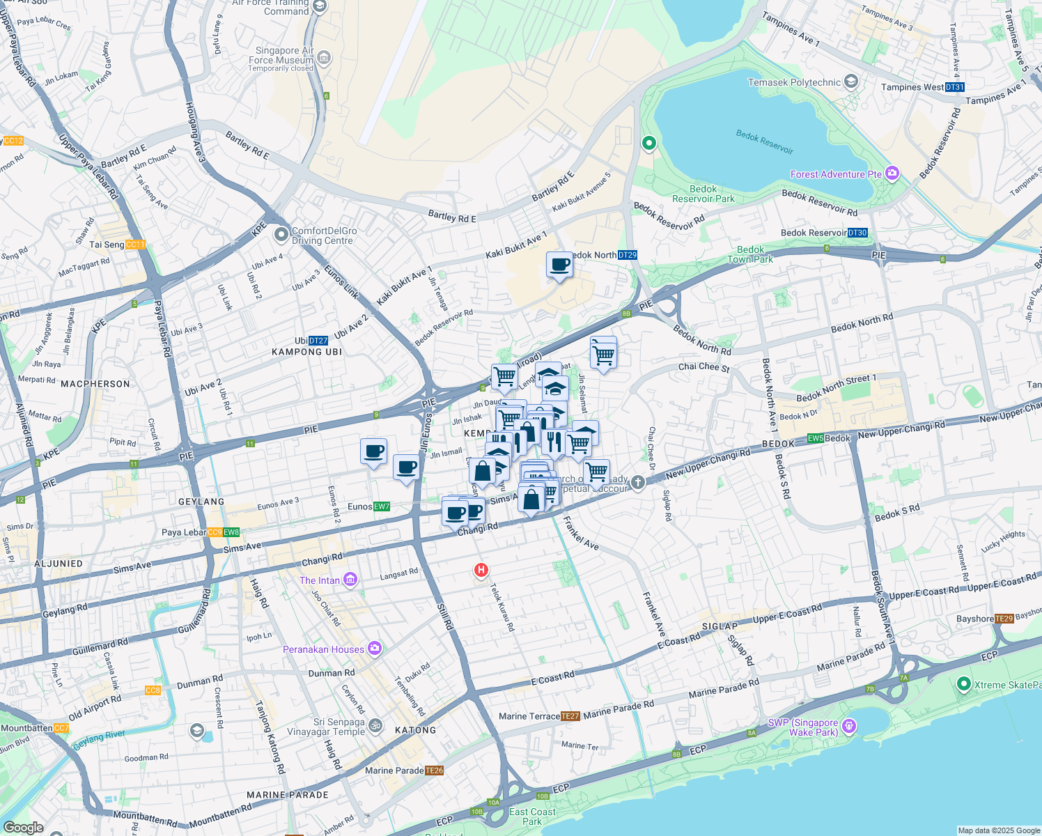 map of restaurants, bars, coffee shops, grocery stores, and more near in Singapore