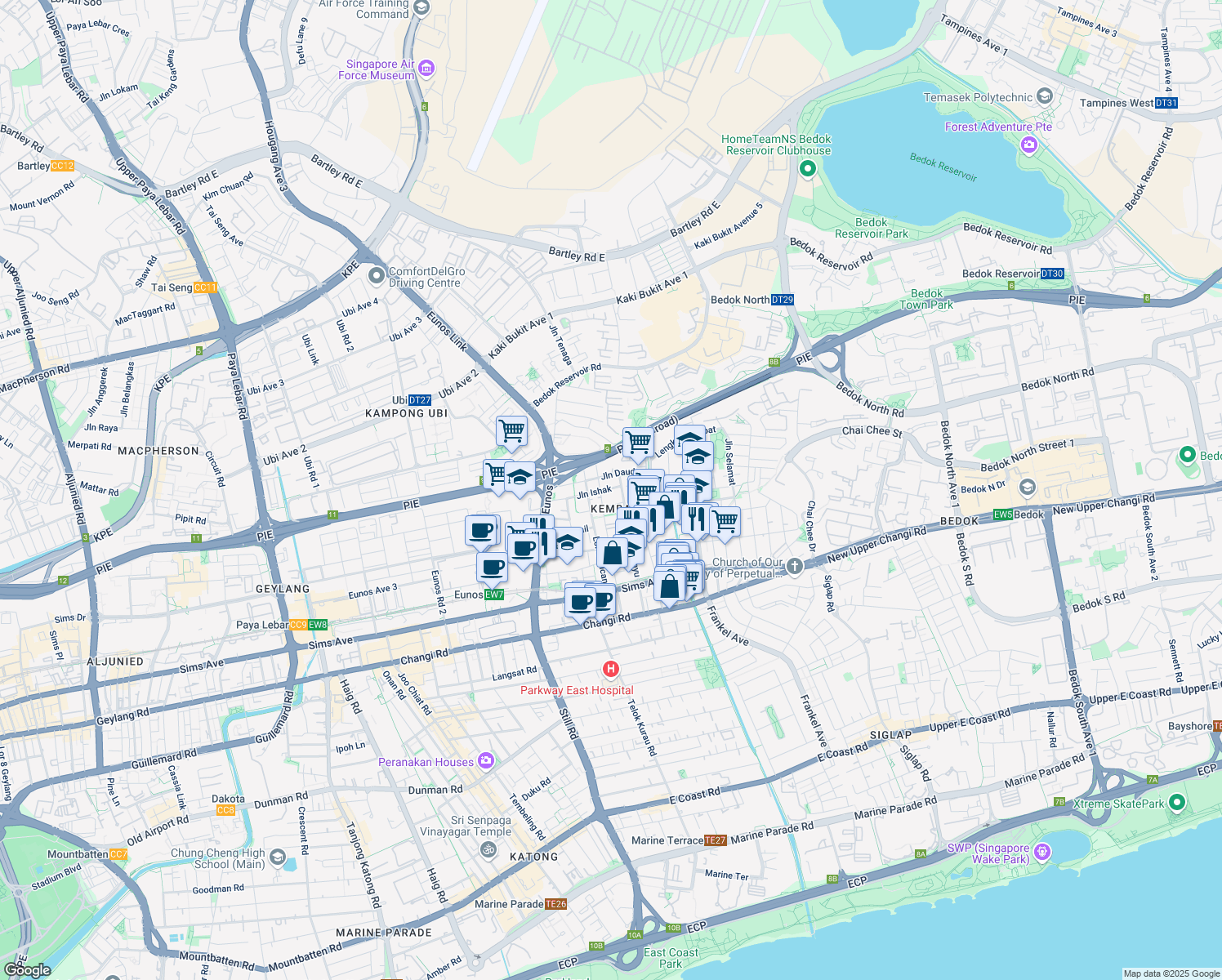 map of restaurants, bars, coffee shops, grocery stores, and more near in Singapore
