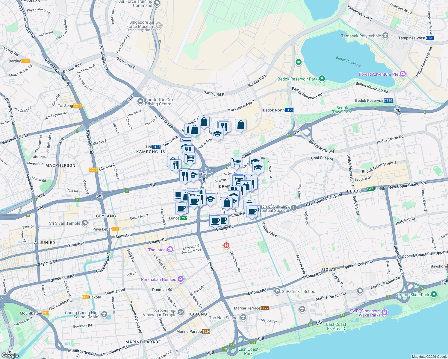 map of restaurants, bars, coffee shops, grocery stores, and more near in Singapore