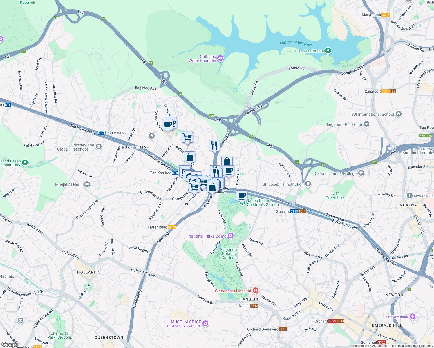 map of restaurants, bars, coffee shops, grocery stores, and more near in Singapore