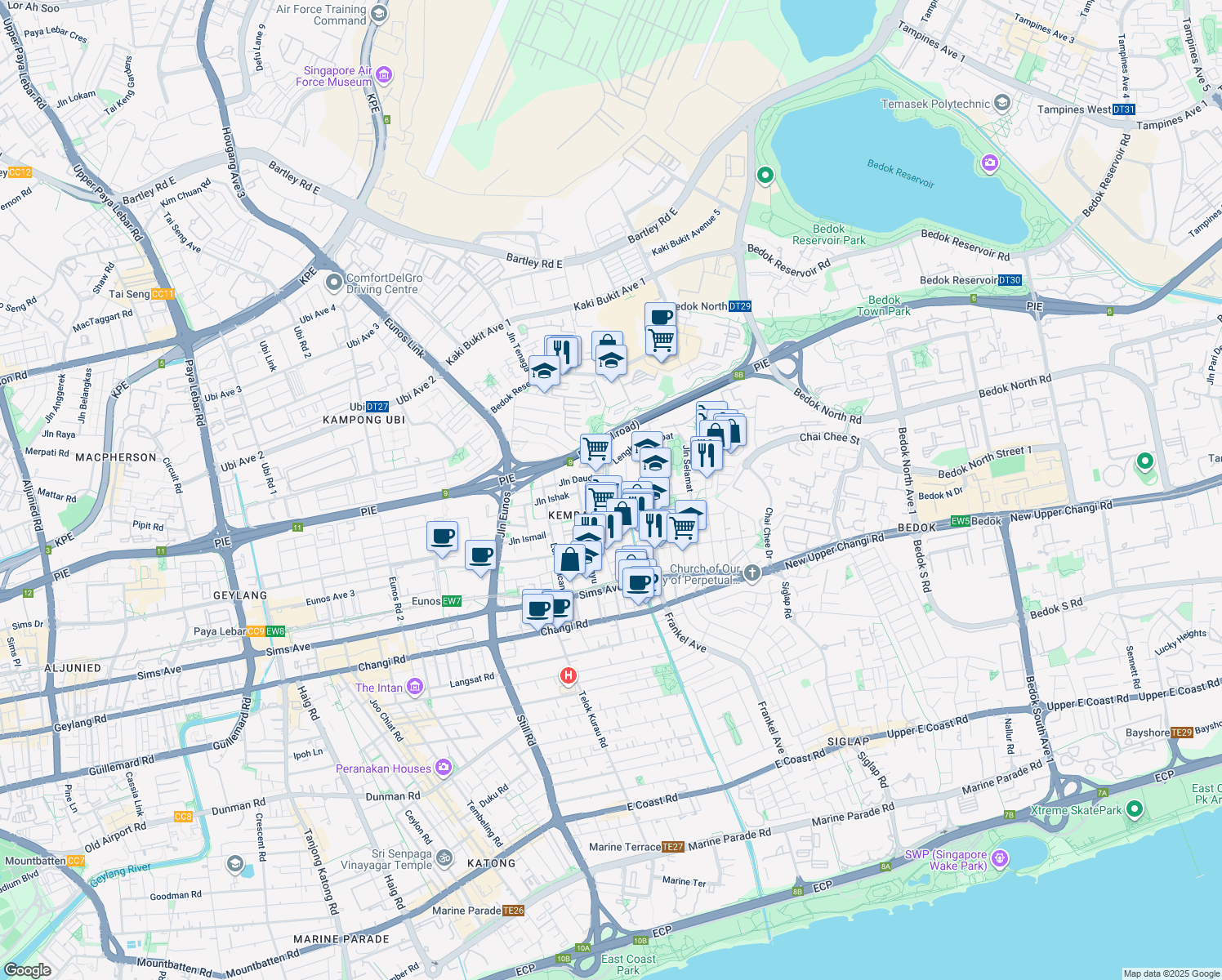 map of restaurants, bars, coffee shops, grocery stores, and more near in Singapore