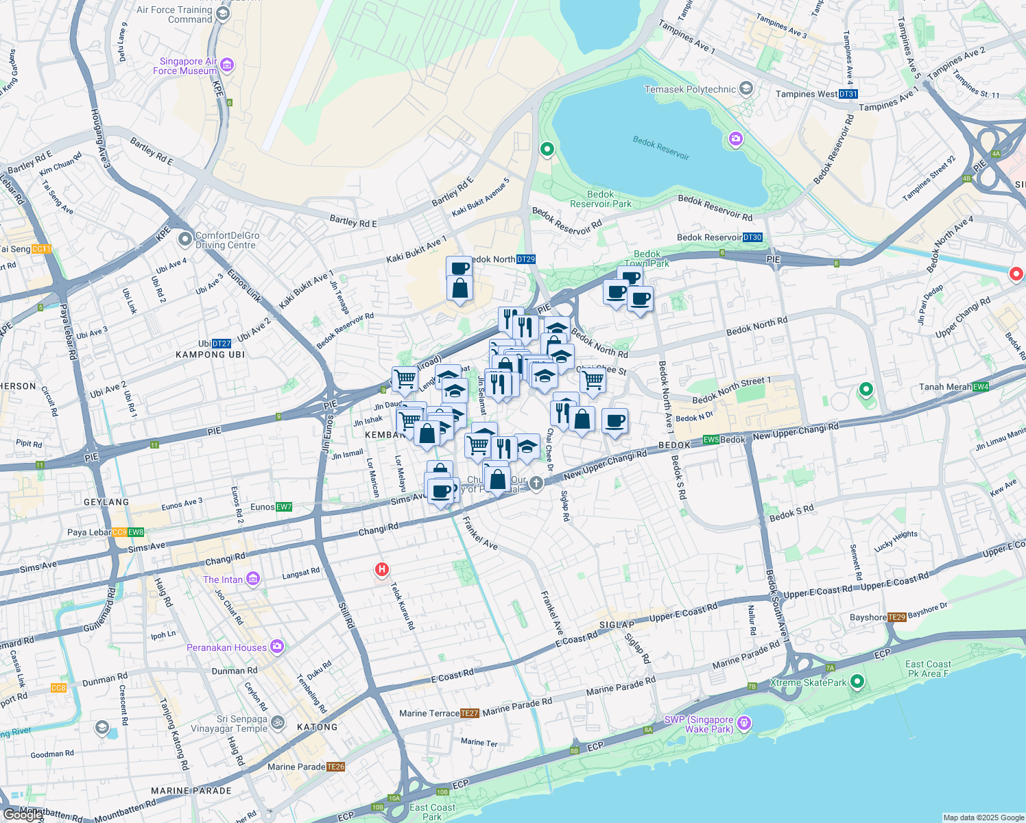 map of restaurants, bars, coffee shops, grocery stores, and more near in Singapore