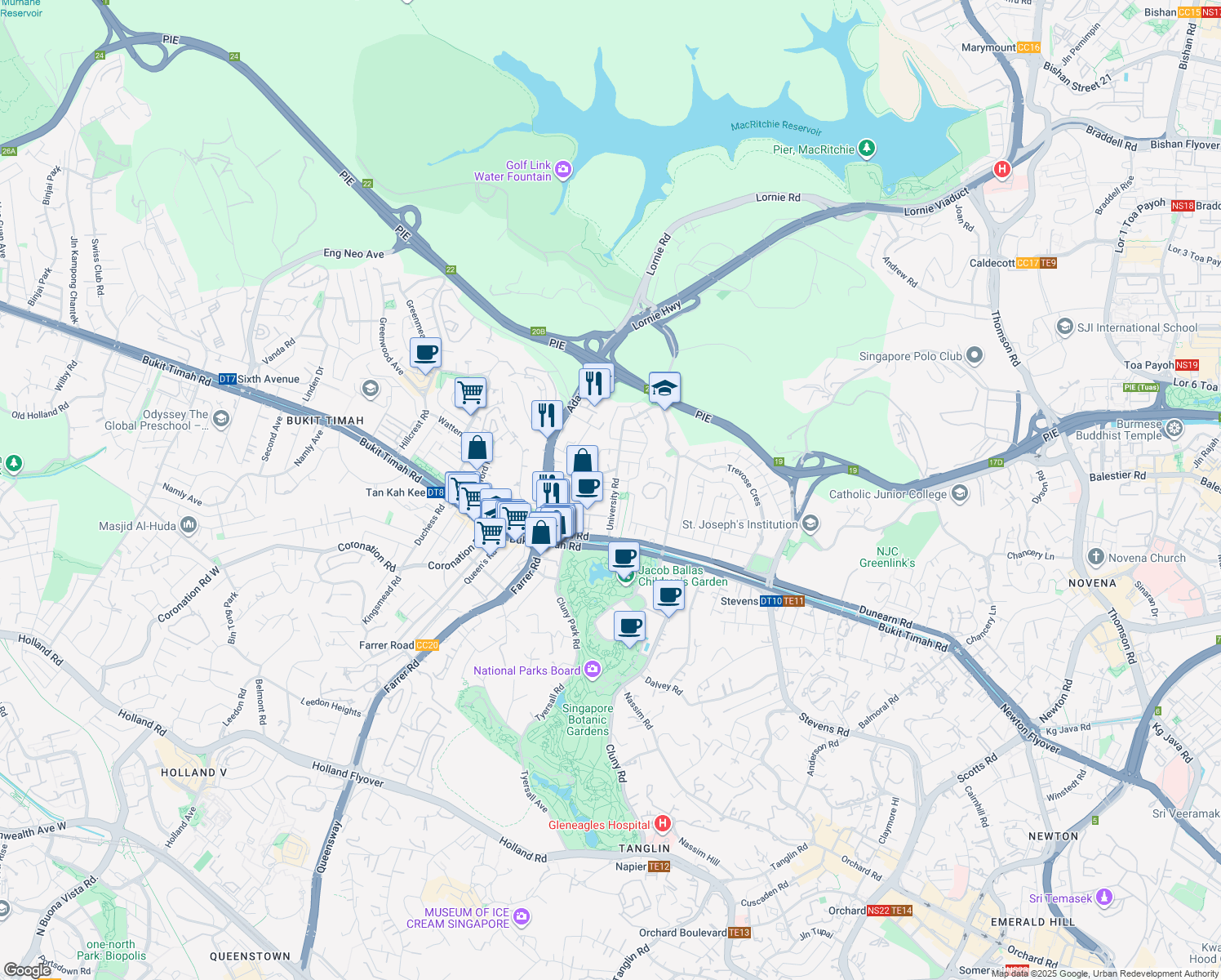 map of restaurants, bars, coffee shops, grocery stores, and more near in Singapore