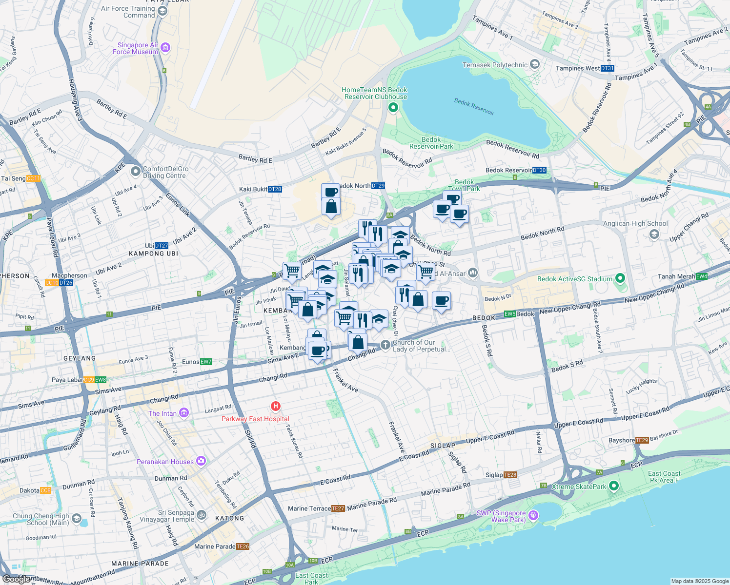 map of restaurants, bars, coffee shops, grocery stores, and more near in Singapore