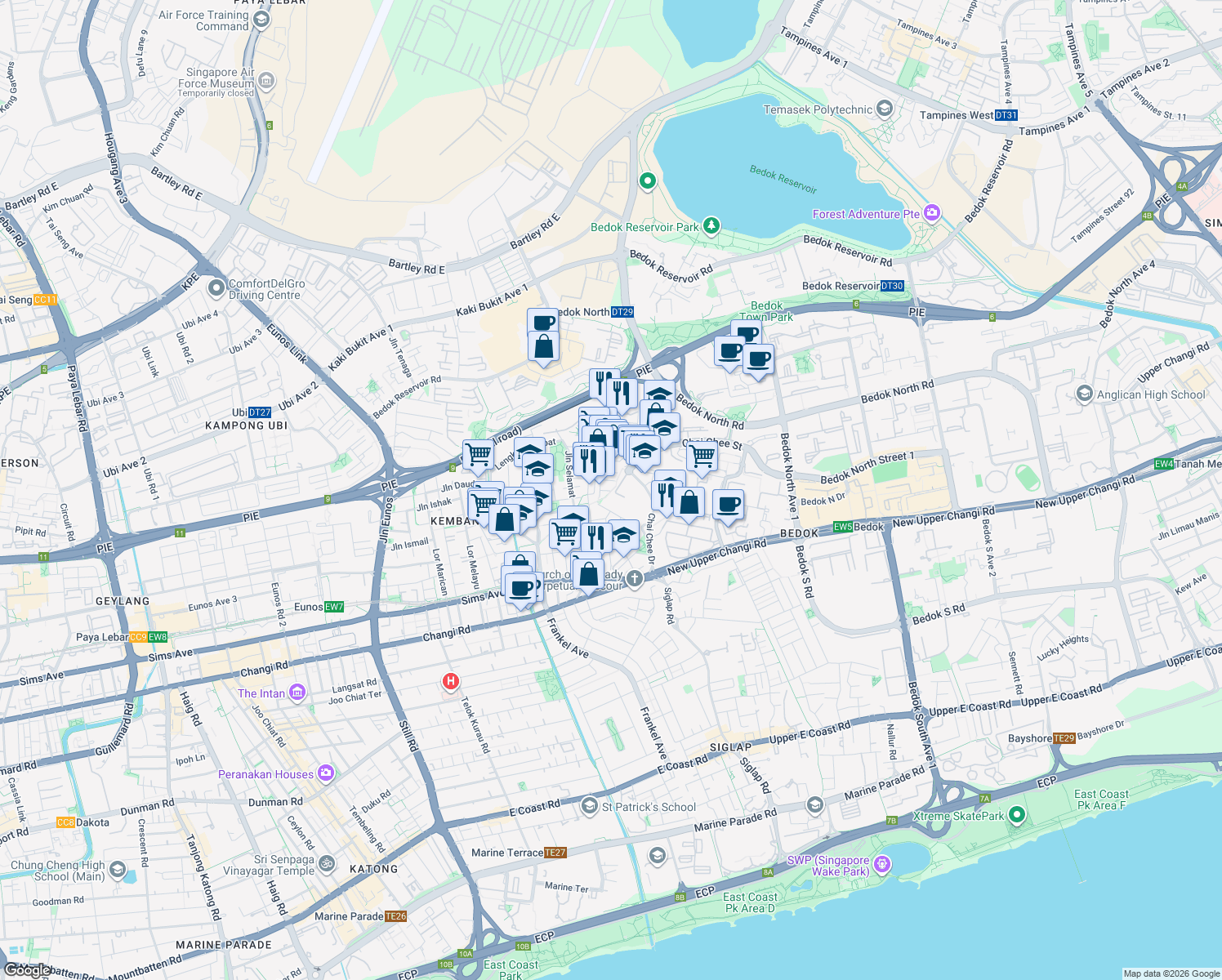 map of restaurants, bars, coffee shops, grocery stores, and more near in Singapore