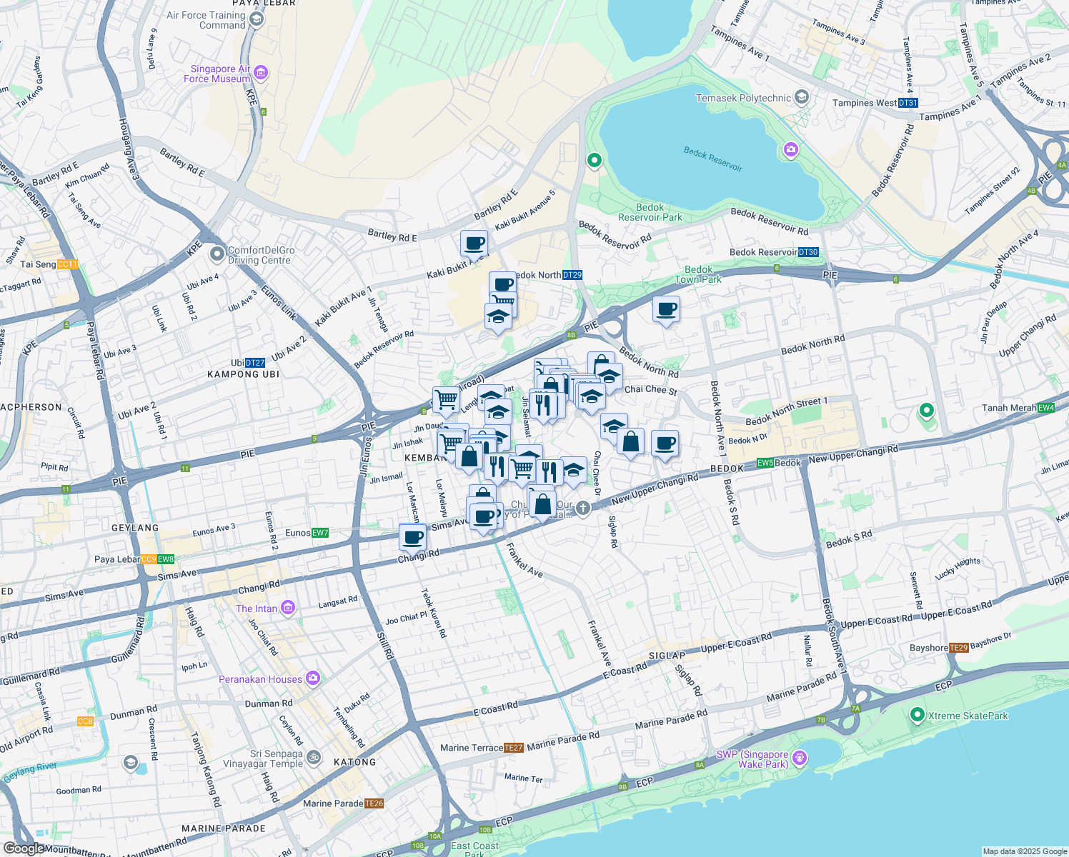 map of restaurants, bars, coffee shops, grocery stores, and more near in Singapore