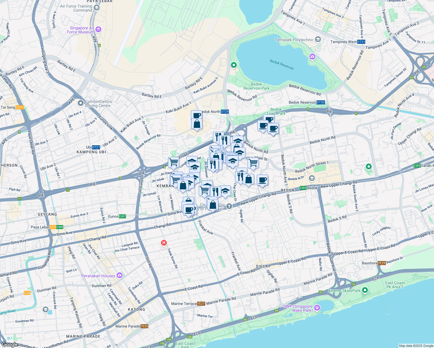 map of restaurants, bars, coffee shops, grocery stores, and more near in Singapore