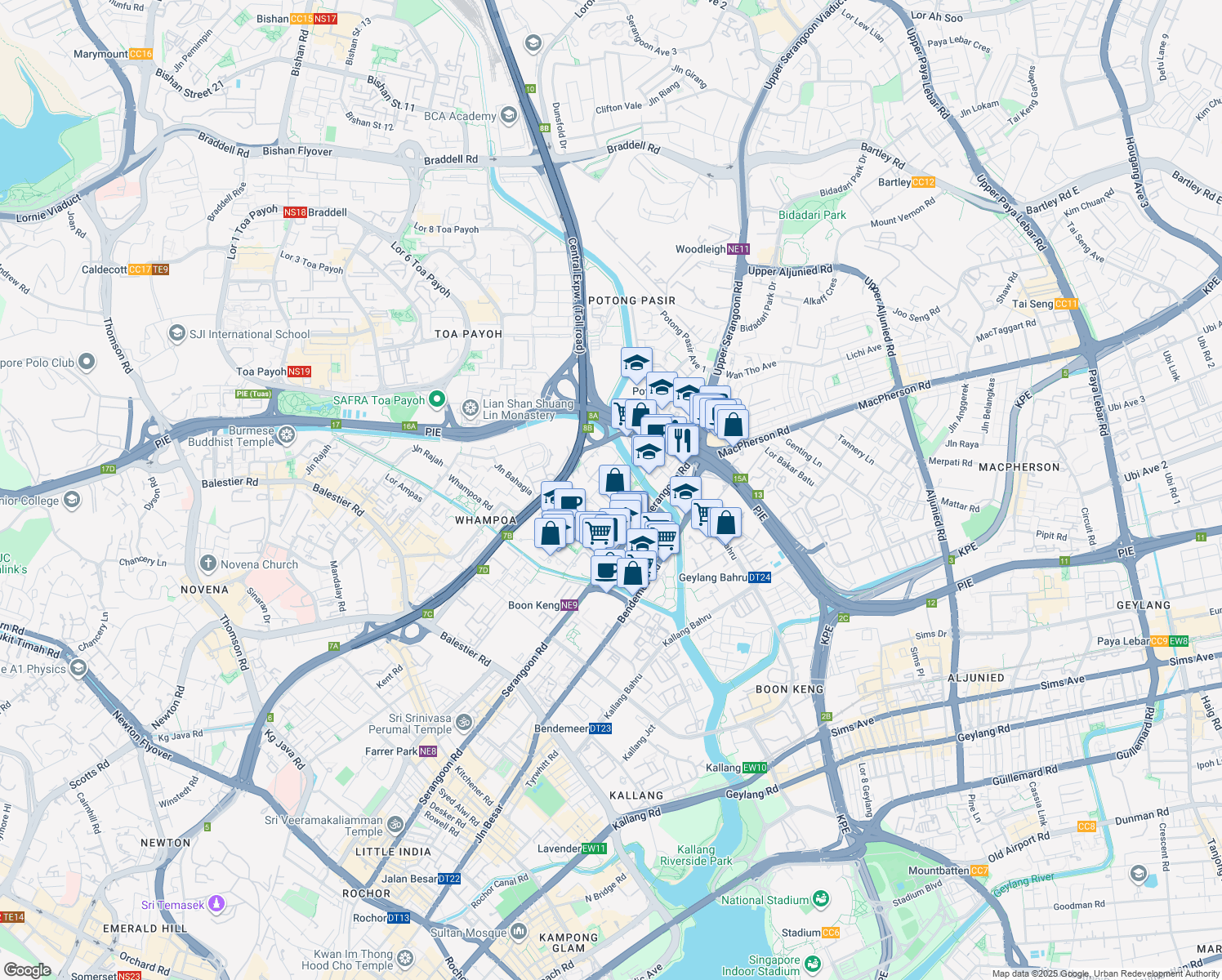 map of restaurants, bars, coffee shops, grocery stores, and more near in Singapore