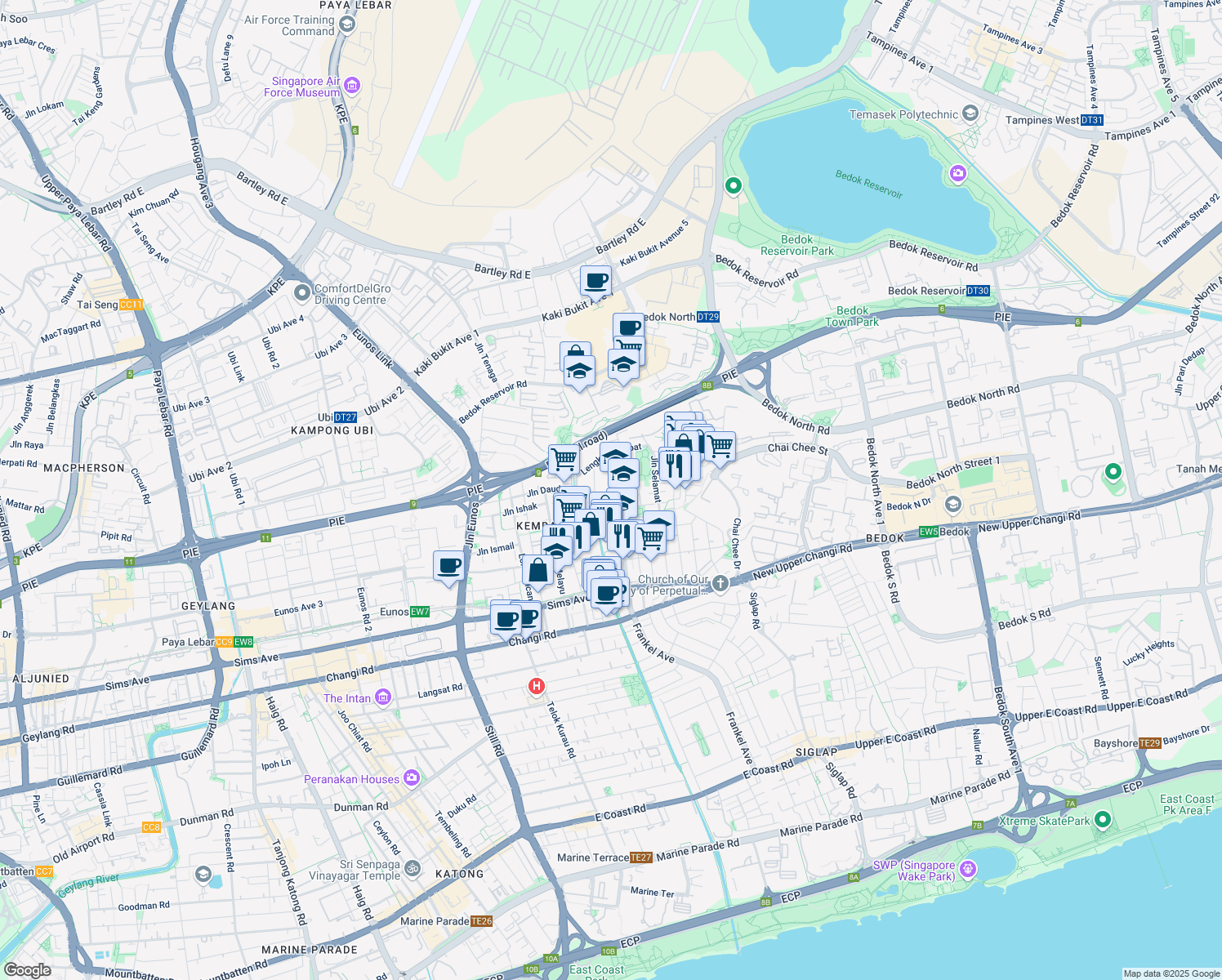 map of restaurants, bars, coffee shops, grocery stores, and more near in Singapore