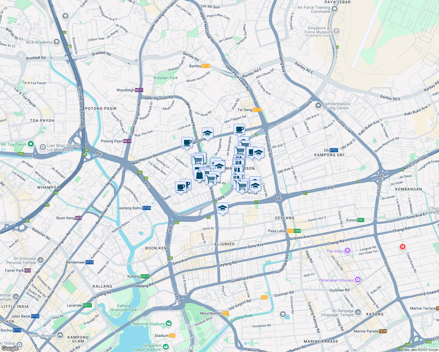 map of restaurants, bars, coffee shops, grocery stores, and more near in Singapore