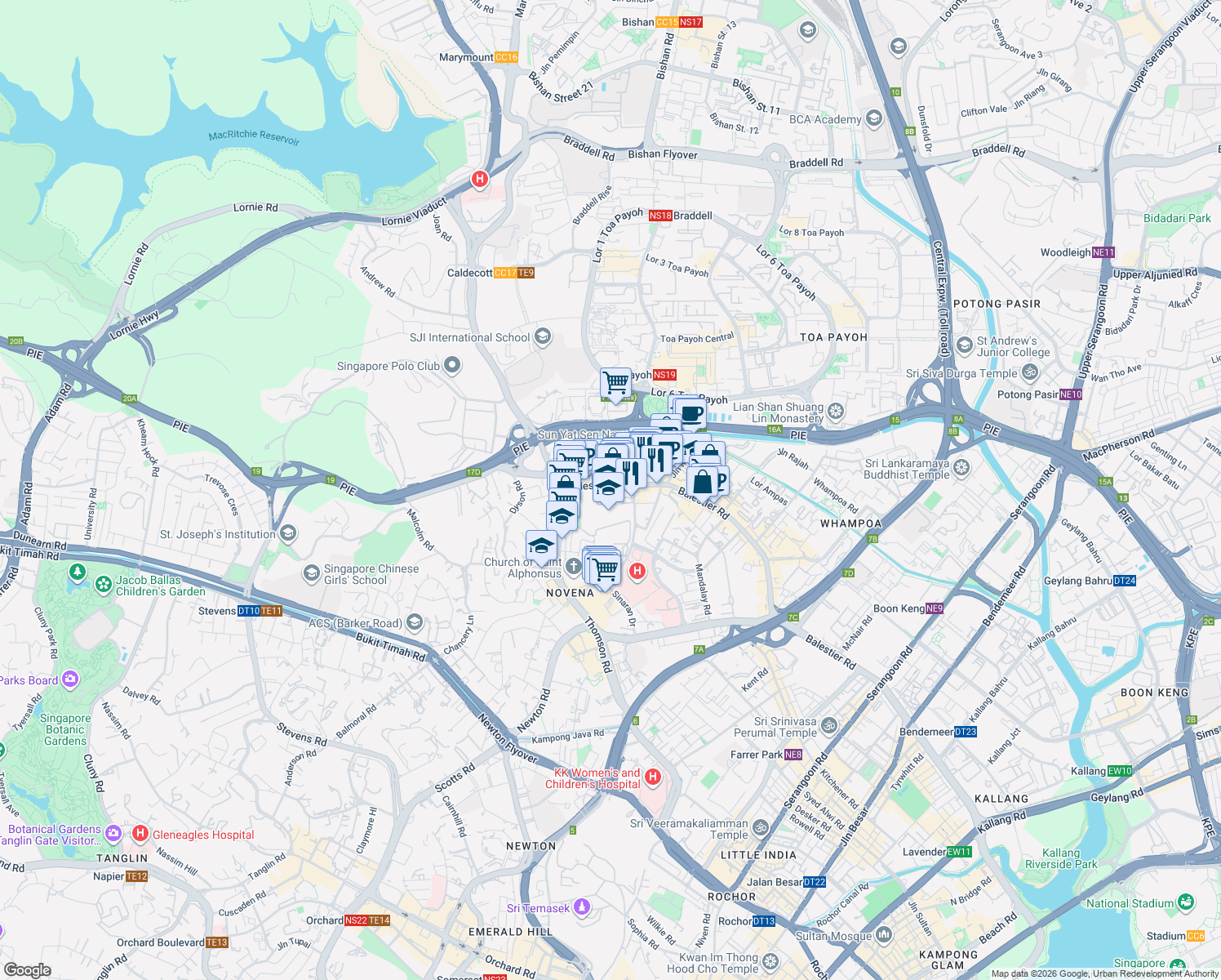 map of restaurants, bars, coffee shops, grocery stores, and more near in Singapore