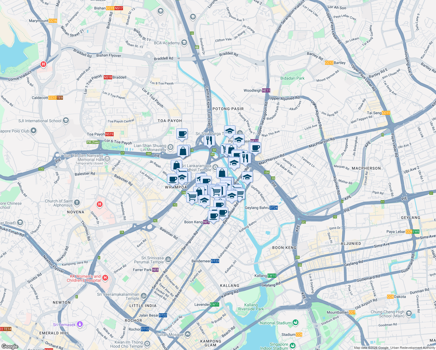 map of restaurants, bars, coffee shops, grocery stores, and more near in Singapore