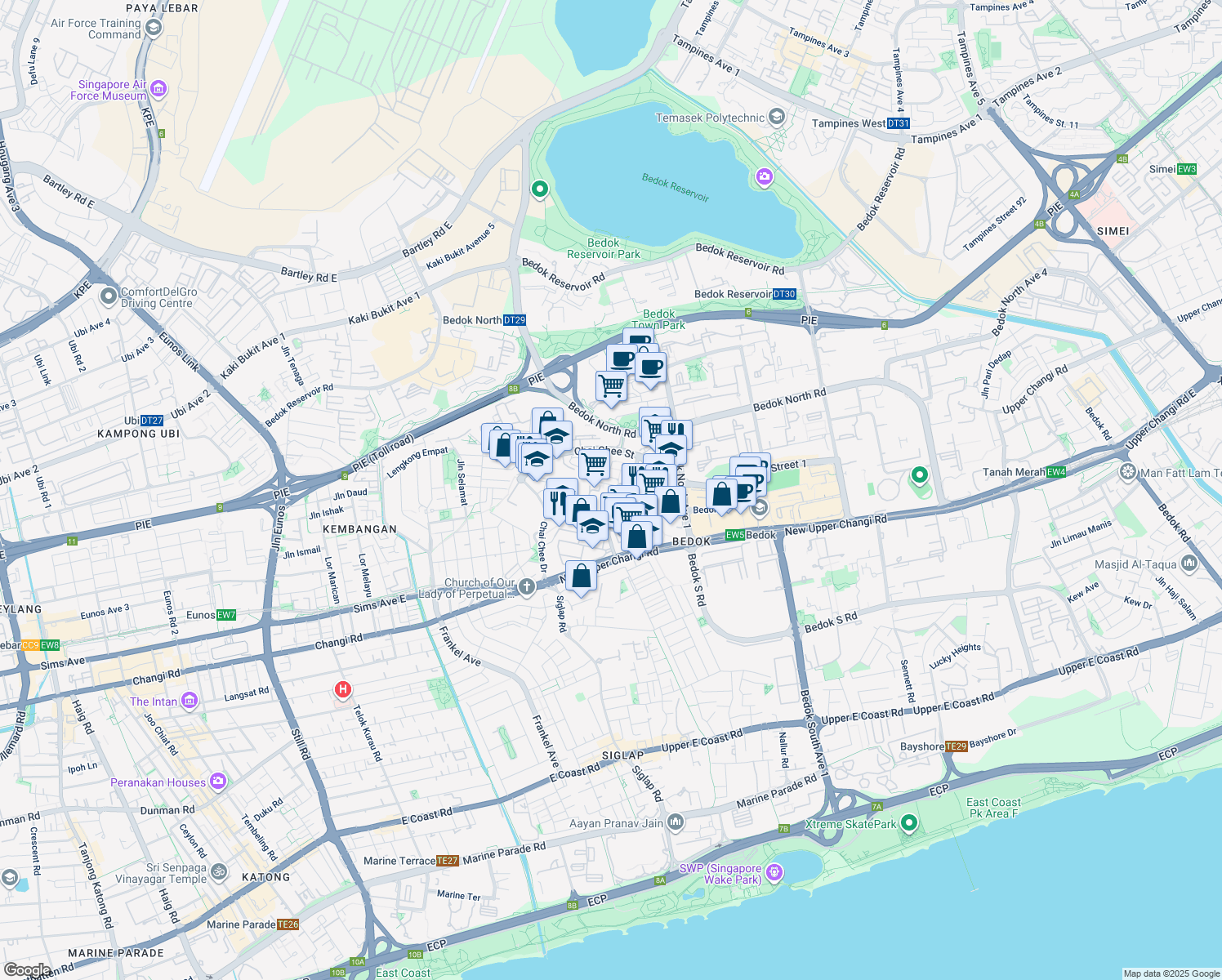 map of restaurants, bars, coffee shops, grocery stores, and more near in Singapore