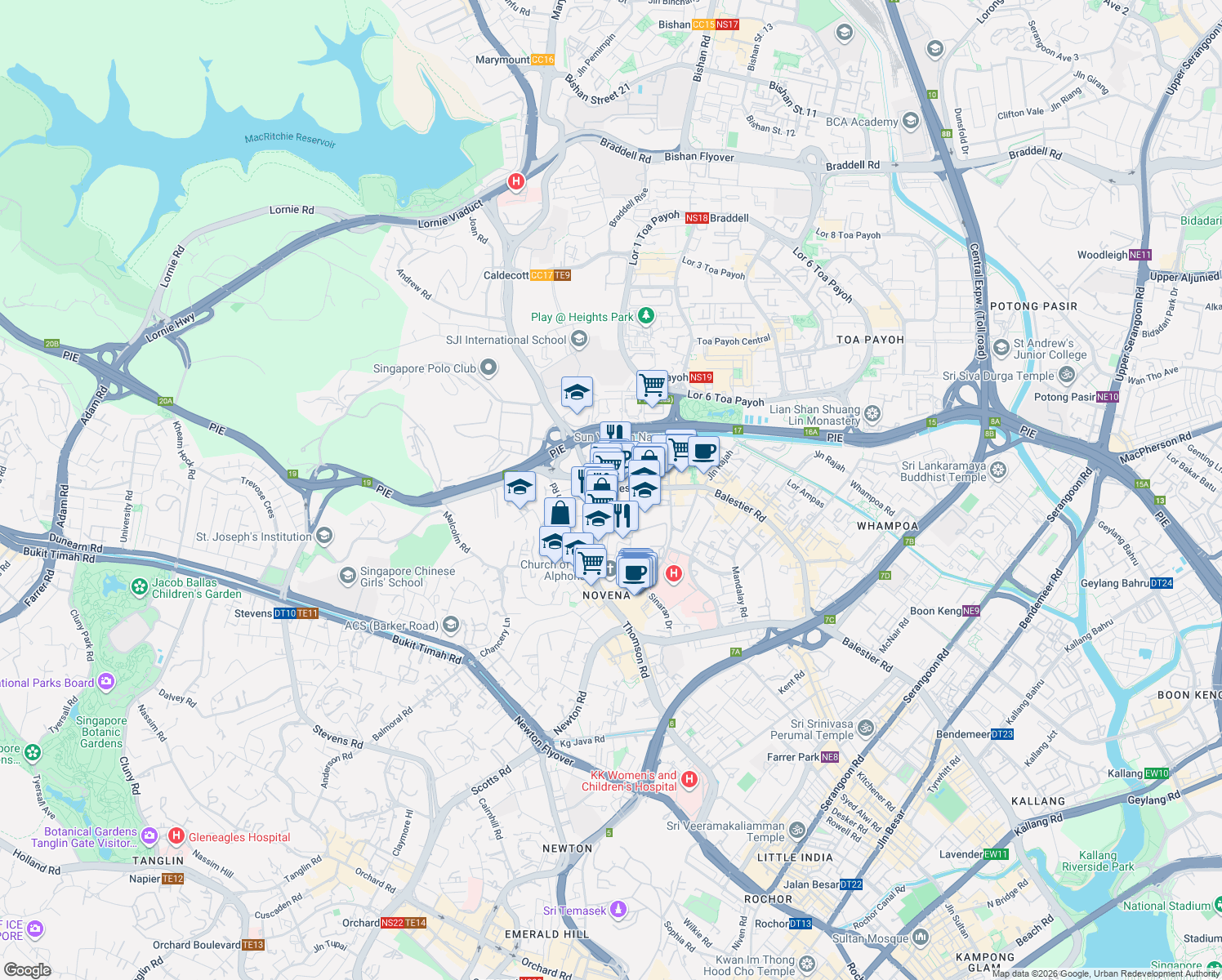 map of restaurants, bars, coffee shops, grocery stores, and more near in Singapore