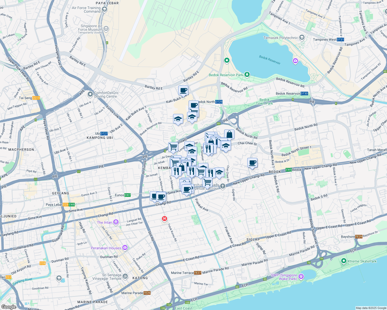 map of restaurants, bars, coffee shops, grocery stores, and more near in Singapore