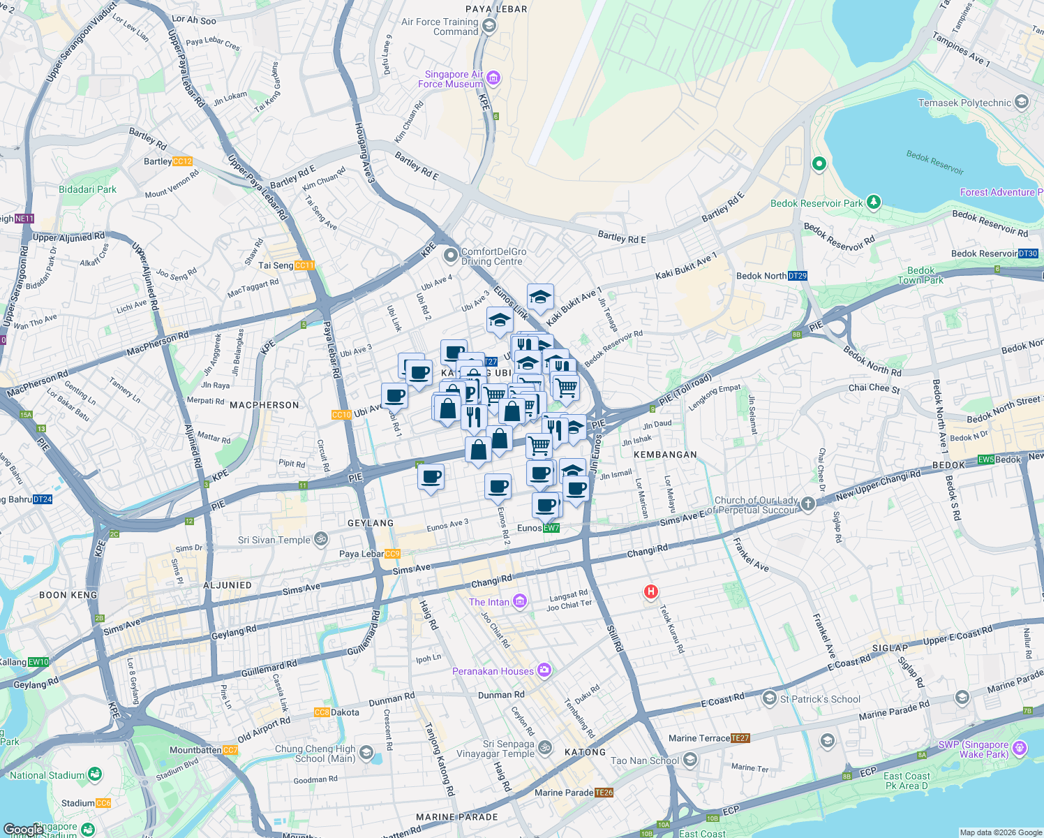 map of restaurants, bars, coffee shops, grocery stores, and more near in Singapore