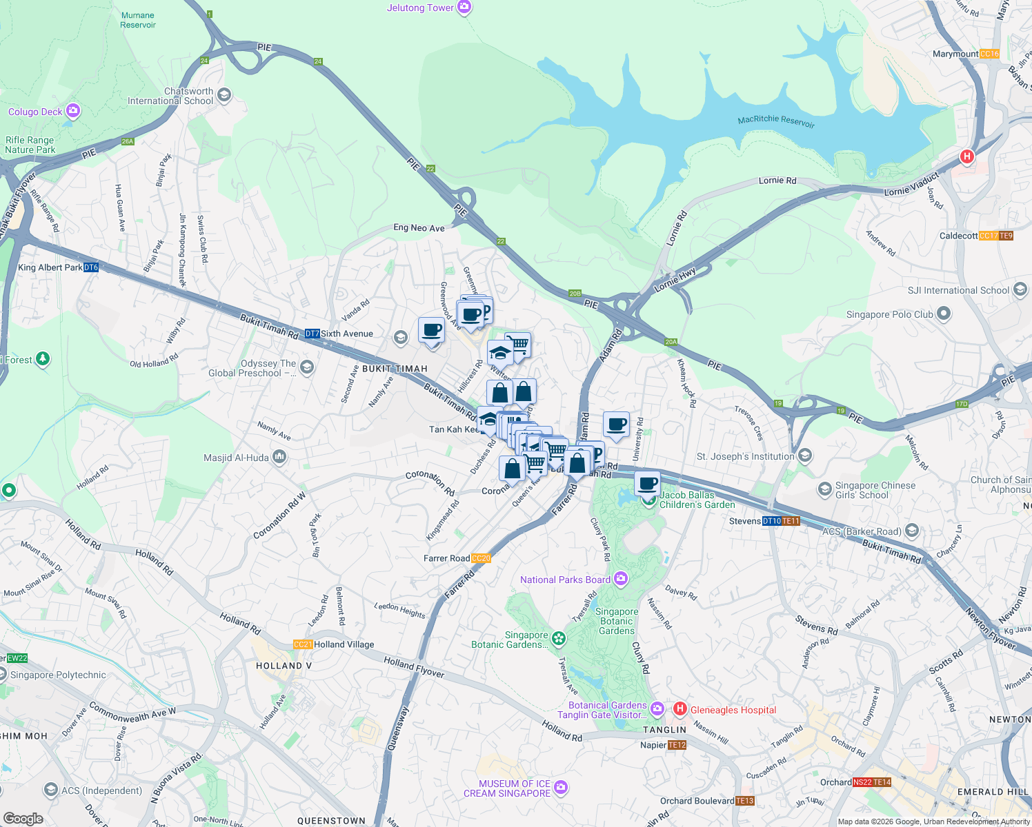 map of restaurants, bars, coffee shops, grocery stores, and more near in Singapore
