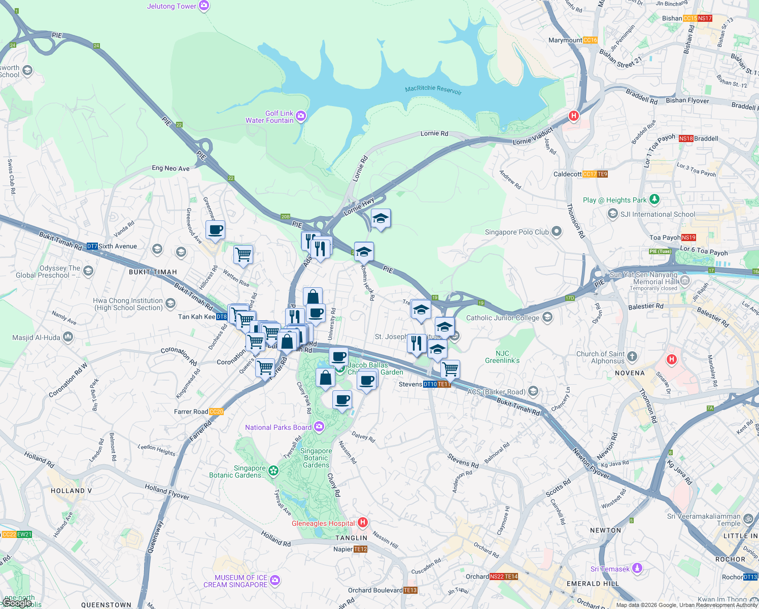 map of restaurants, bars, coffee shops, grocery stores, and more near in Singapore