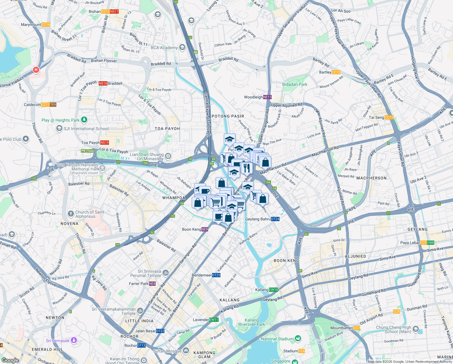 map of restaurants, bars, coffee shops, grocery stores, and more near in Singapore