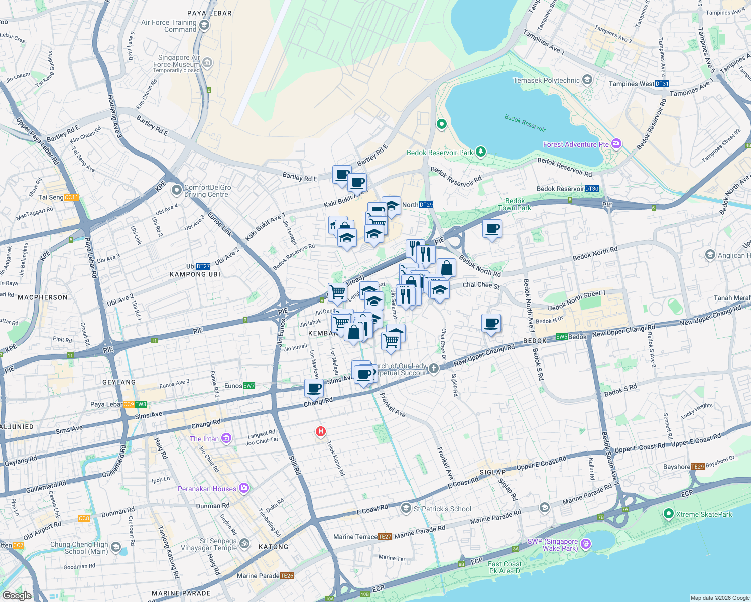 map of restaurants, bars, coffee shops, grocery stores, and more near in Singapore