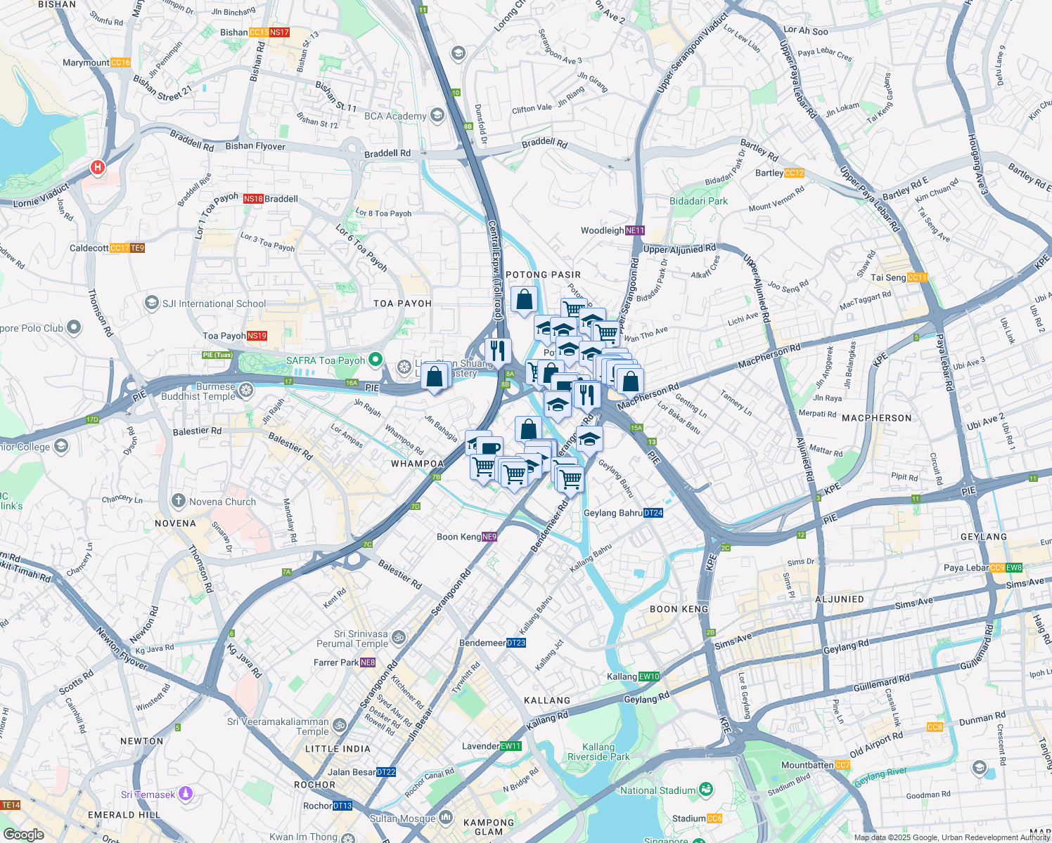 map of restaurants, bars, coffee shops, grocery stores, and more near in Singapore