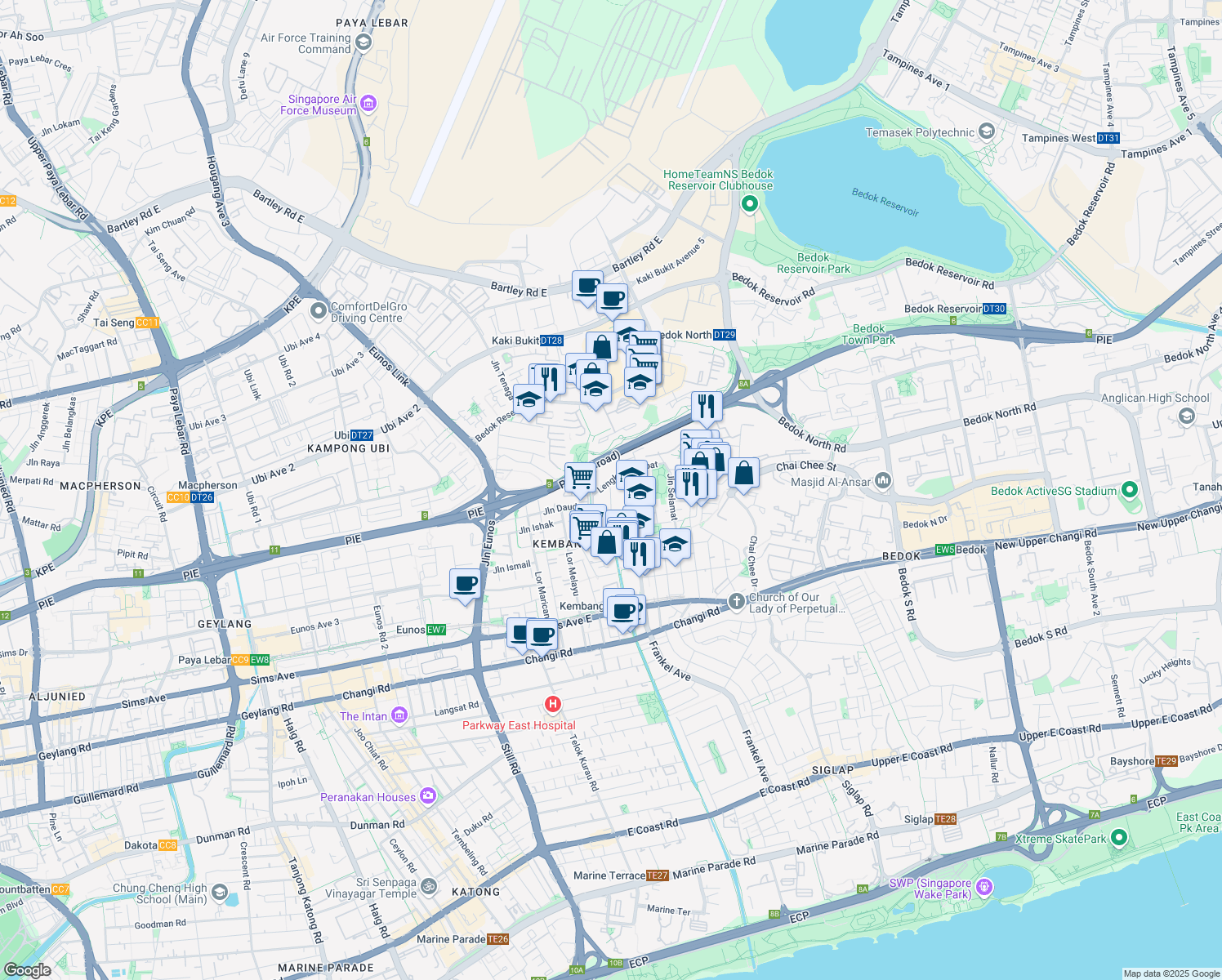 map of restaurants, bars, coffee shops, grocery stores, and more near in Singapore