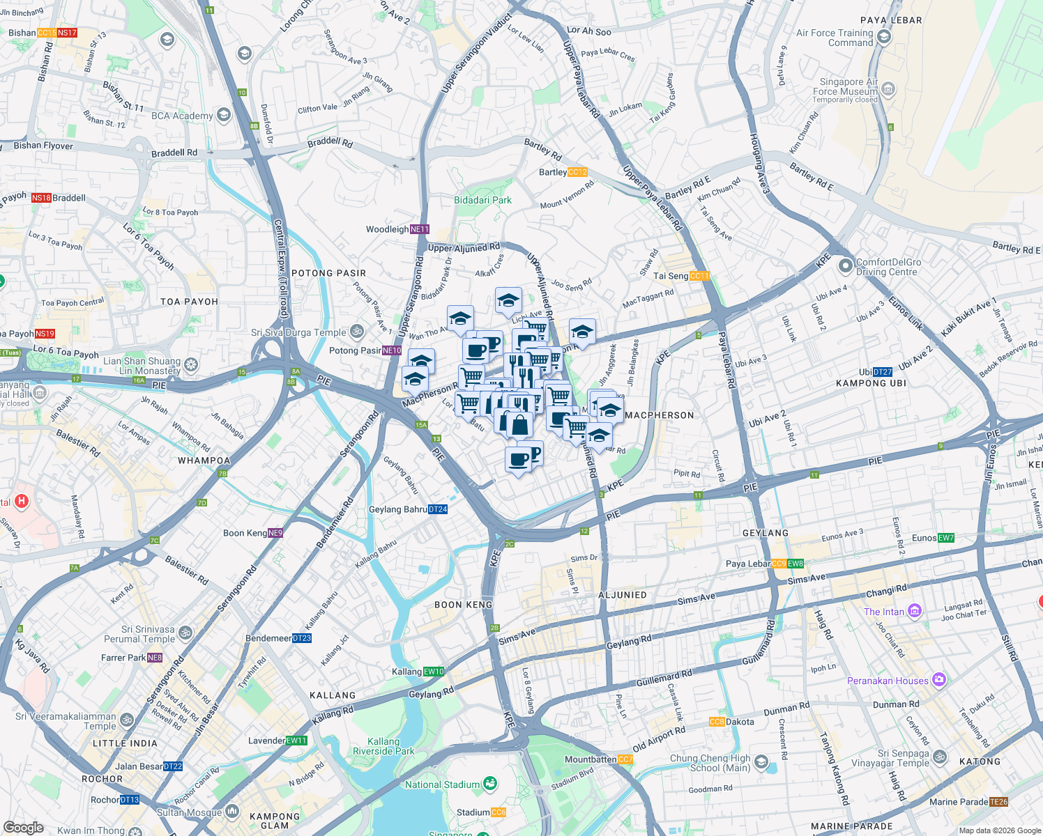 map of restaurants, bars, coffee shops, grocery stores, and more near in Singapore