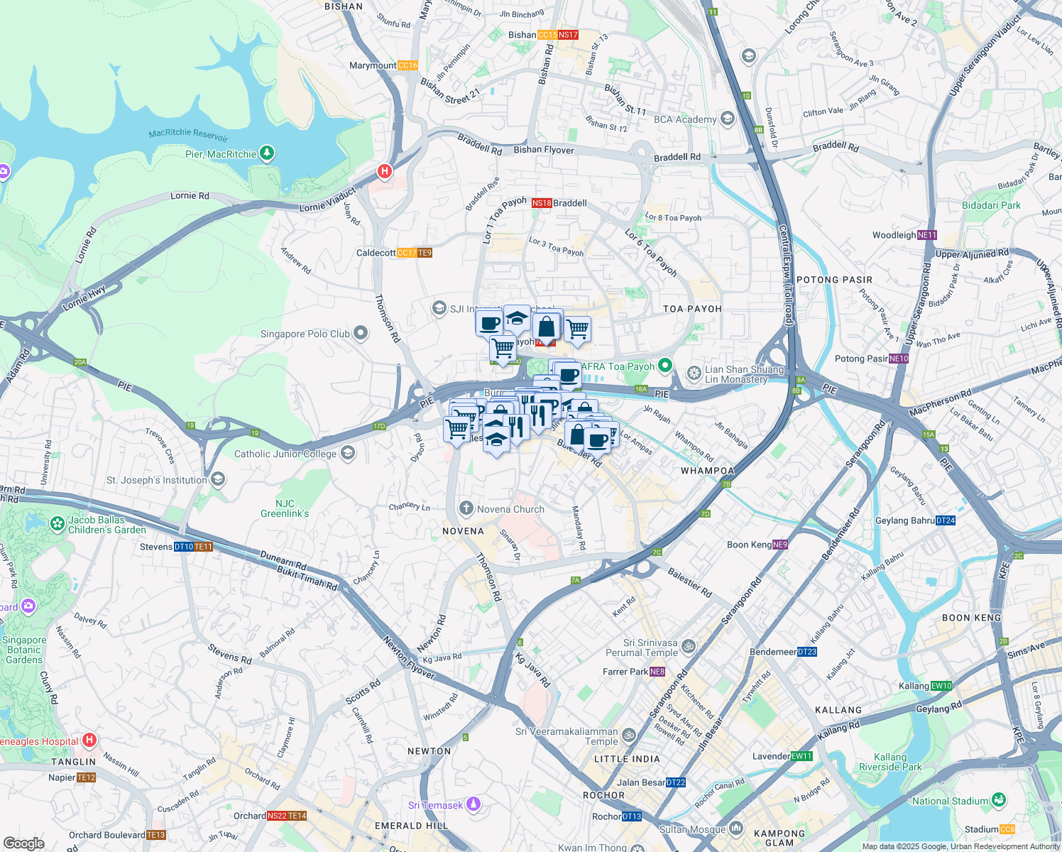 map of restaurants, bars, coffee shops, grocery stores, and more near in Singapore